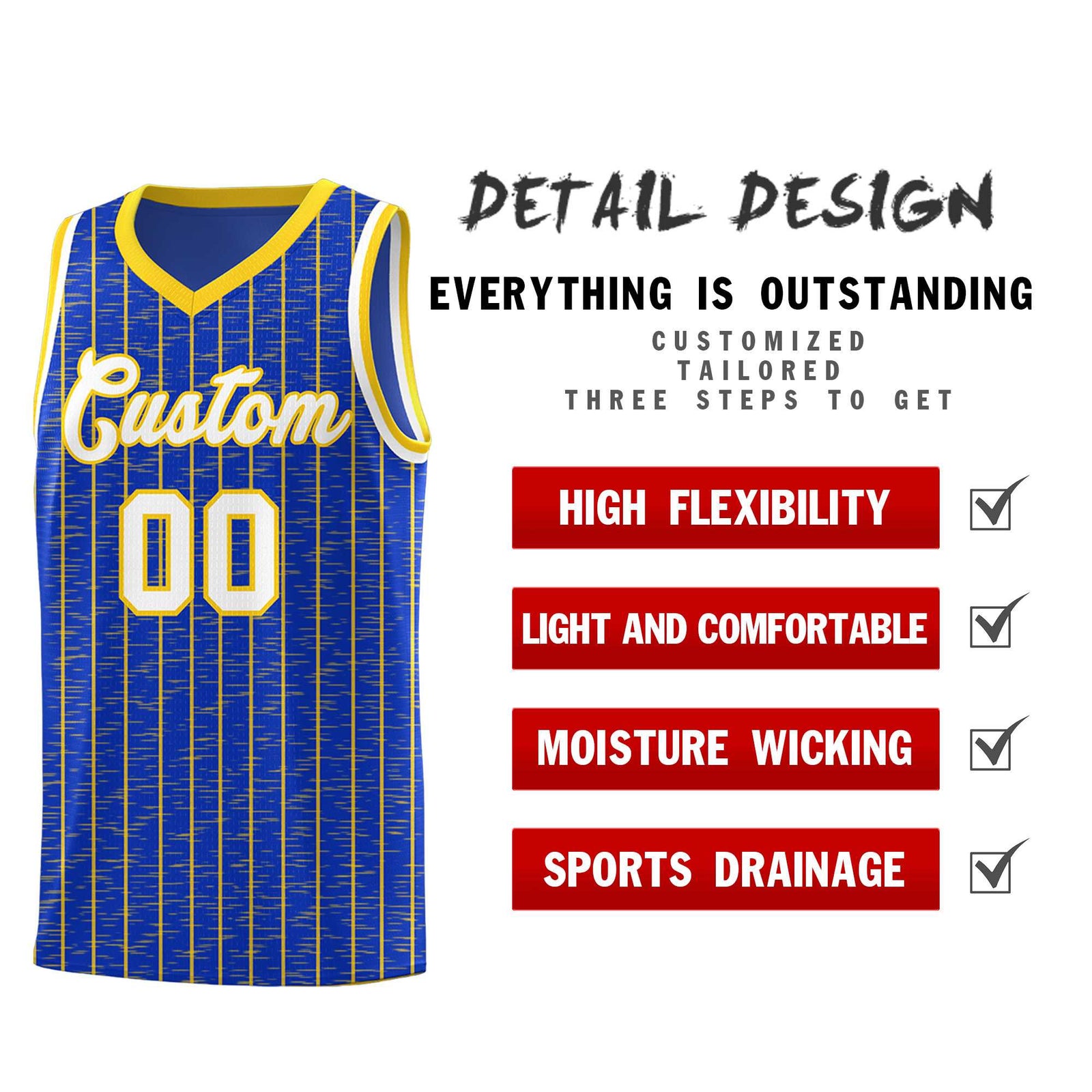 Custom Royal Blue Custom Gray Pinstripe Retro Sets Uniform Basketball Jersey