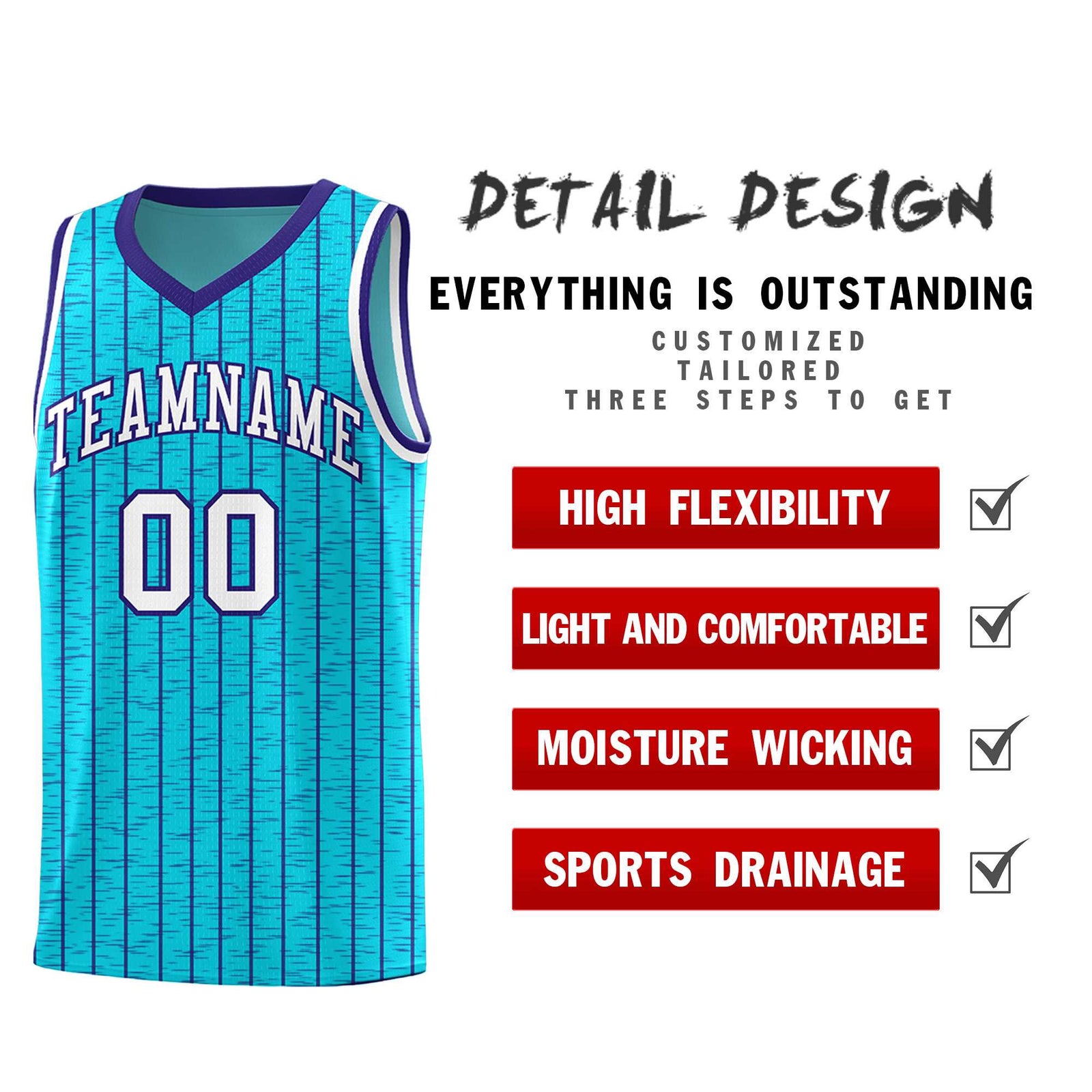 Custom Sky Blue Custom Gray Pinstripe Retro Sets Uniform Basketball Jersey