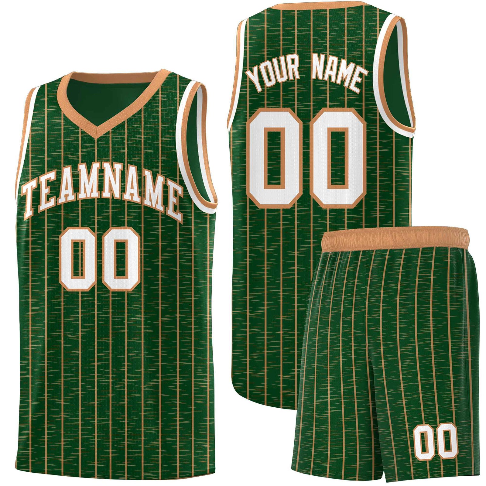 Custom Green Custom Gray Pinstripe Retro Sets Uniform Basketball Jersey