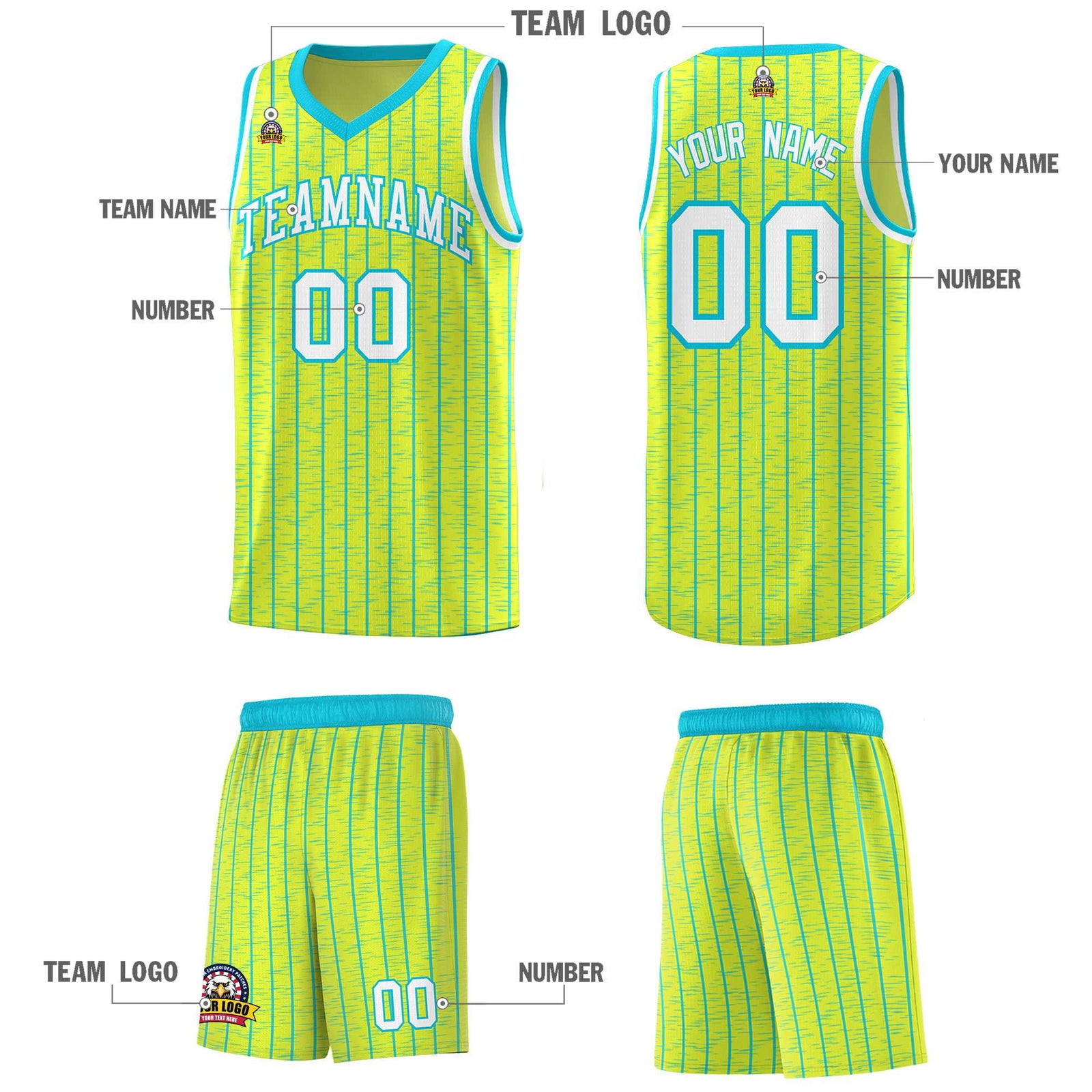 Custom Fluorescent Green Custom Gray Pinstripe Retro Sets Uniform Basketball Jersey