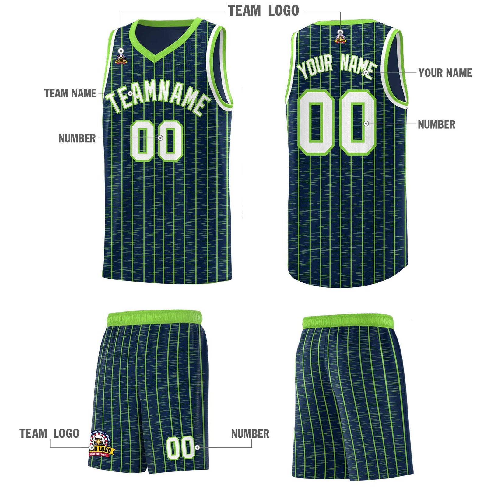 Custom Navy Custom Gray Pinstripe Retro Sets Uniform Basketball Jersey