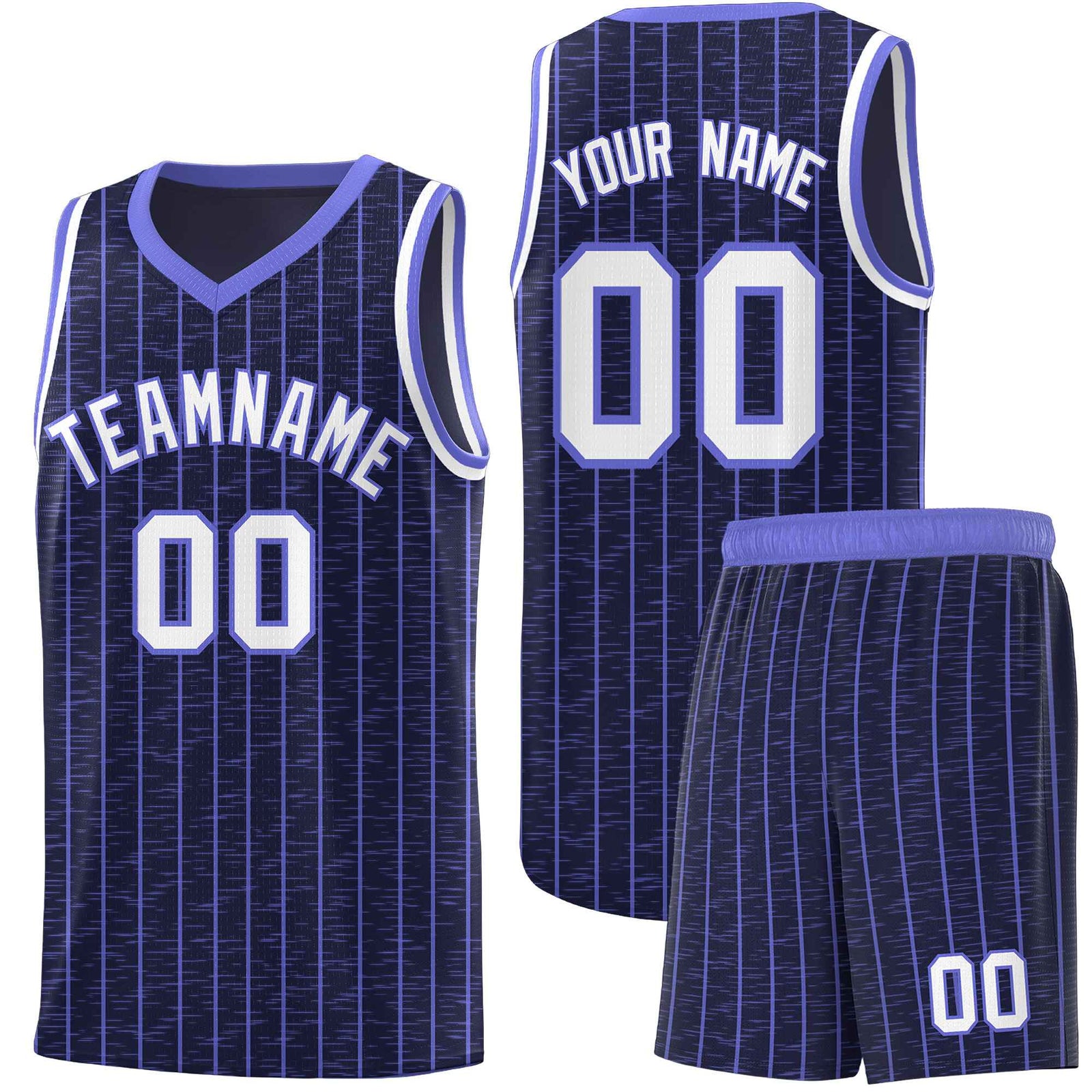 Custom Navy Custom Gray Pinstripe Retro Sets Uniform Basketball Jersey