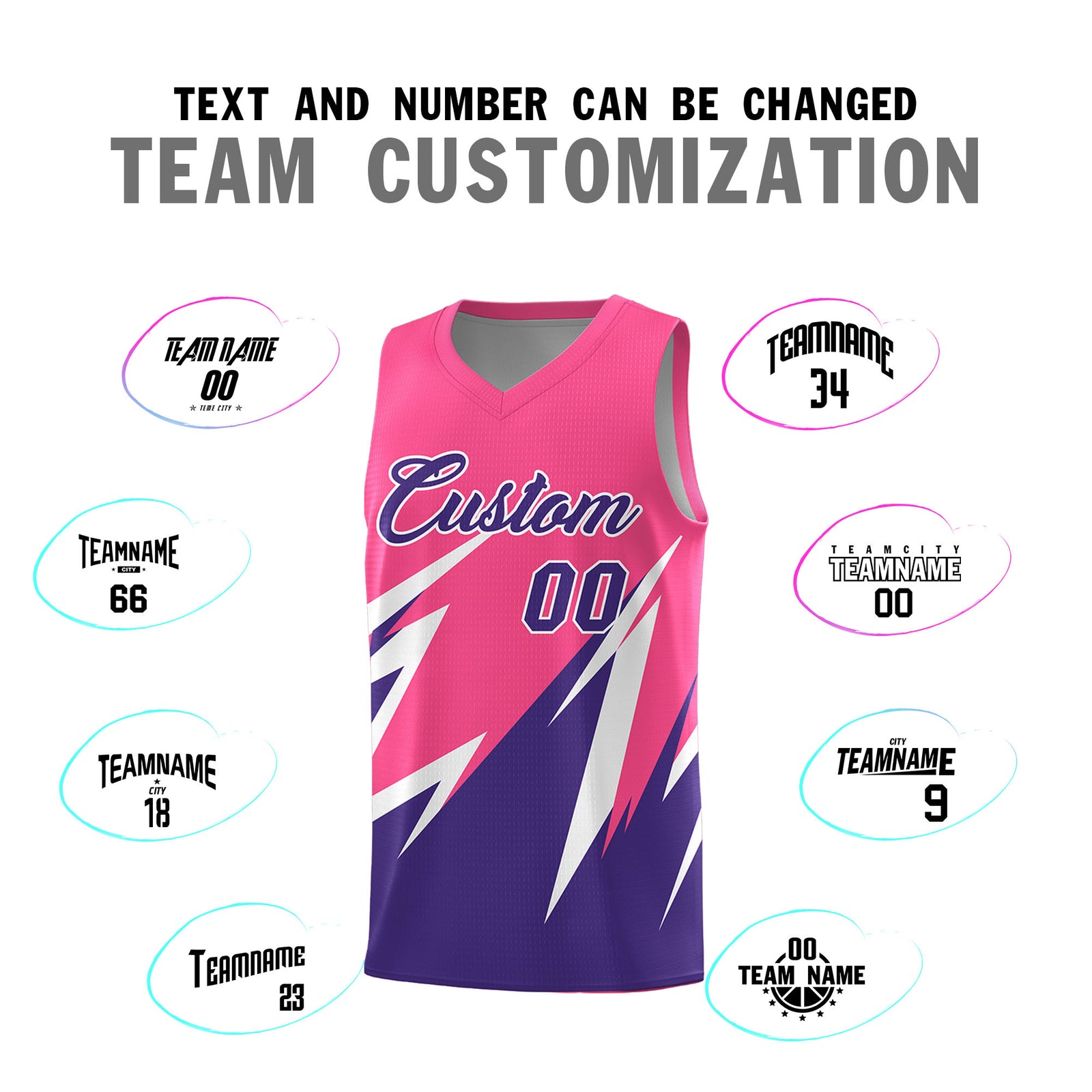Custom Pink Abstract Mountain Pattern Sports Uniform Basketball Jersey