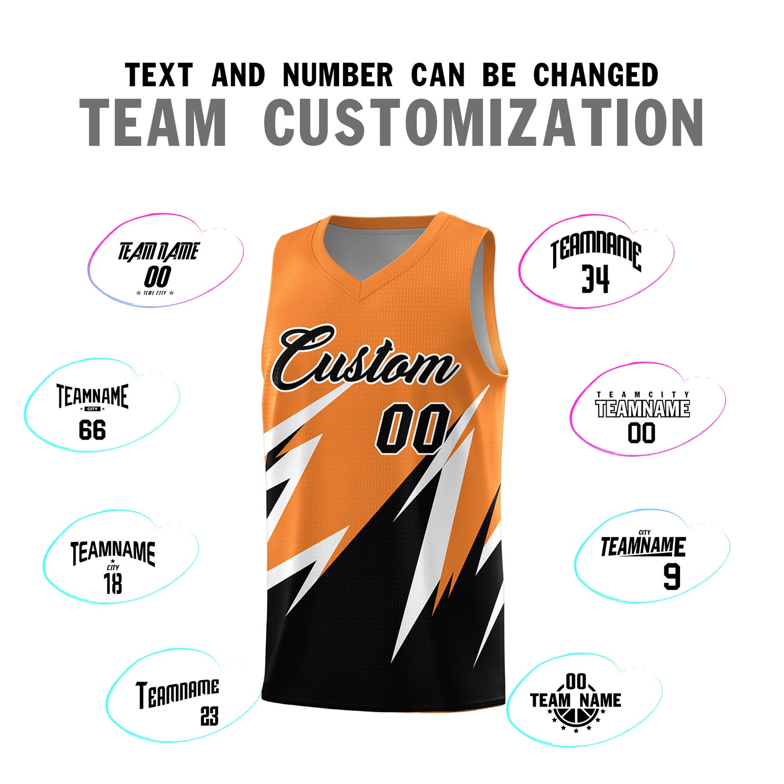 Custom Gold Orange Abstract Mountain Pattern Sports Uniform Basketball Jersey