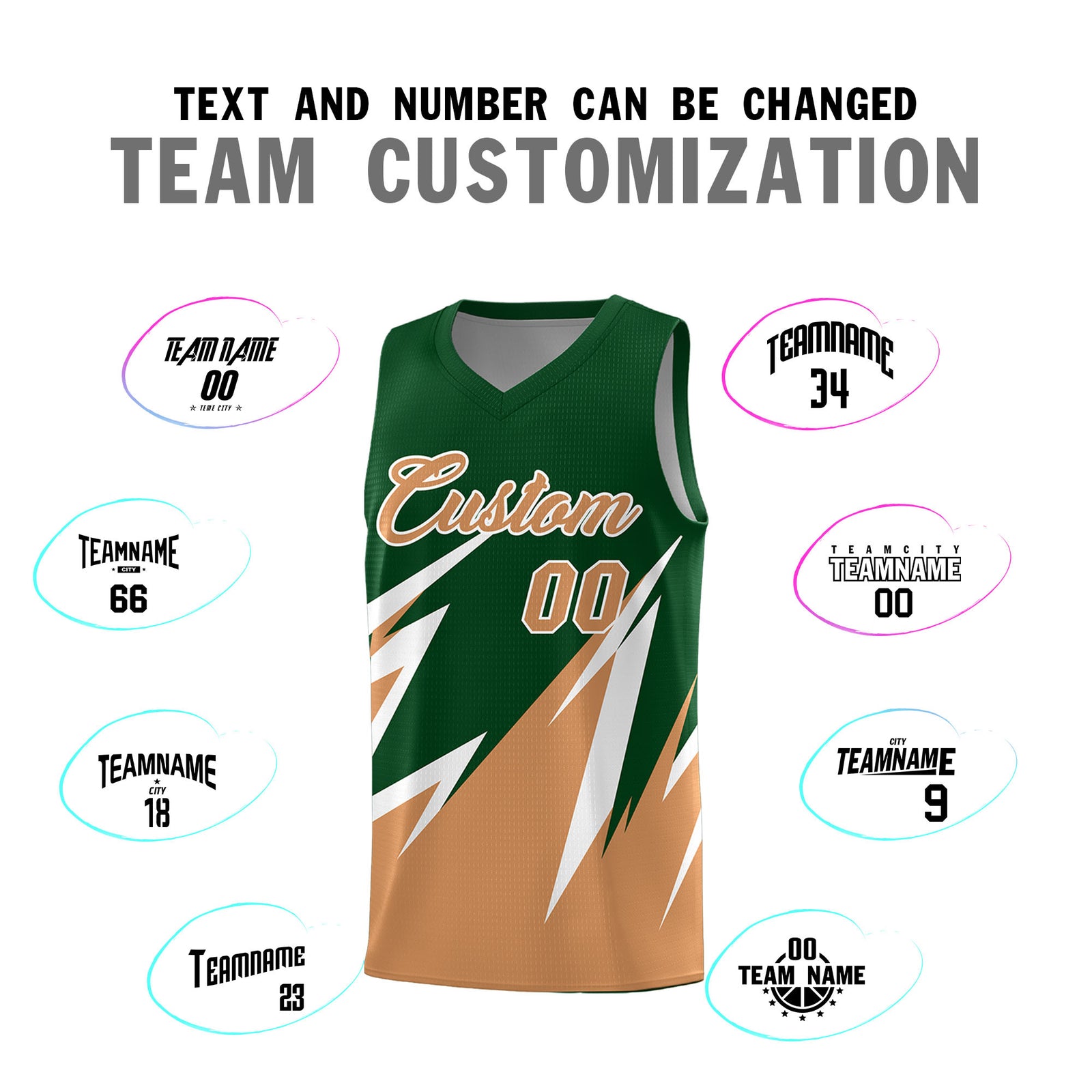 Custom Green Abstract Mountain Pattern Sports Uniform Basketball Jersey