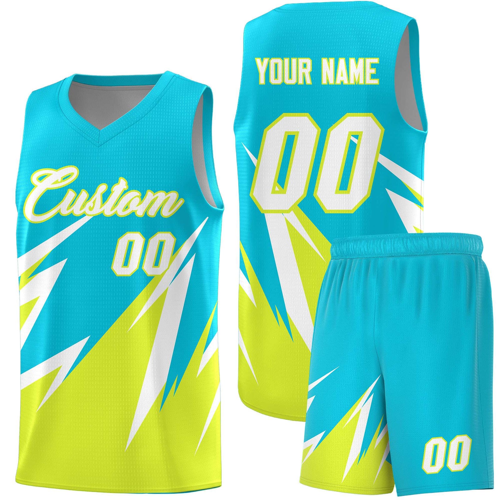 Custom Sky Blue Abstract Mountain Pattern Sports Uniform Basketball Jersey