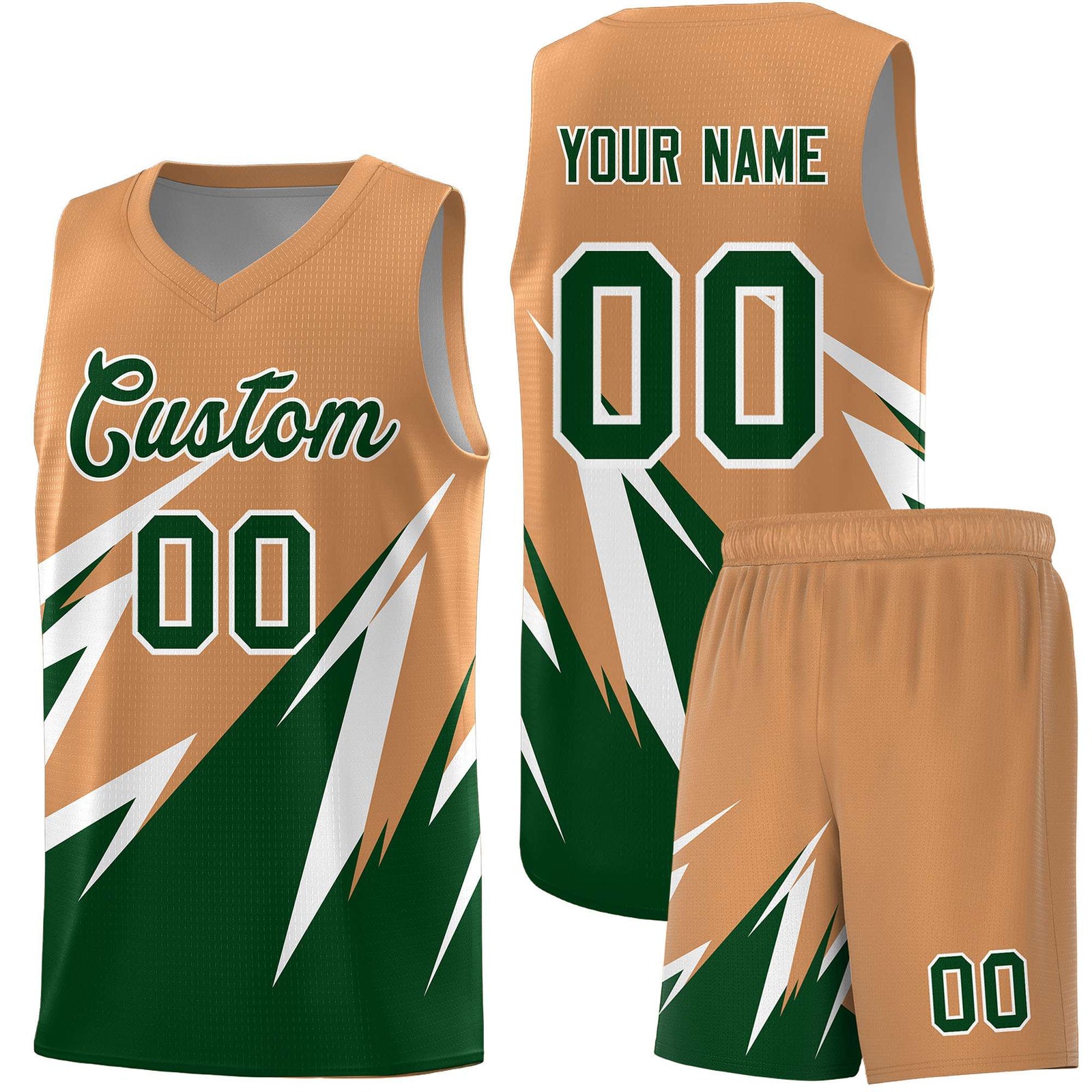 Custom Buckskin Brown Abstract Mountain Pattern Sports Uniform Basketball Jersey