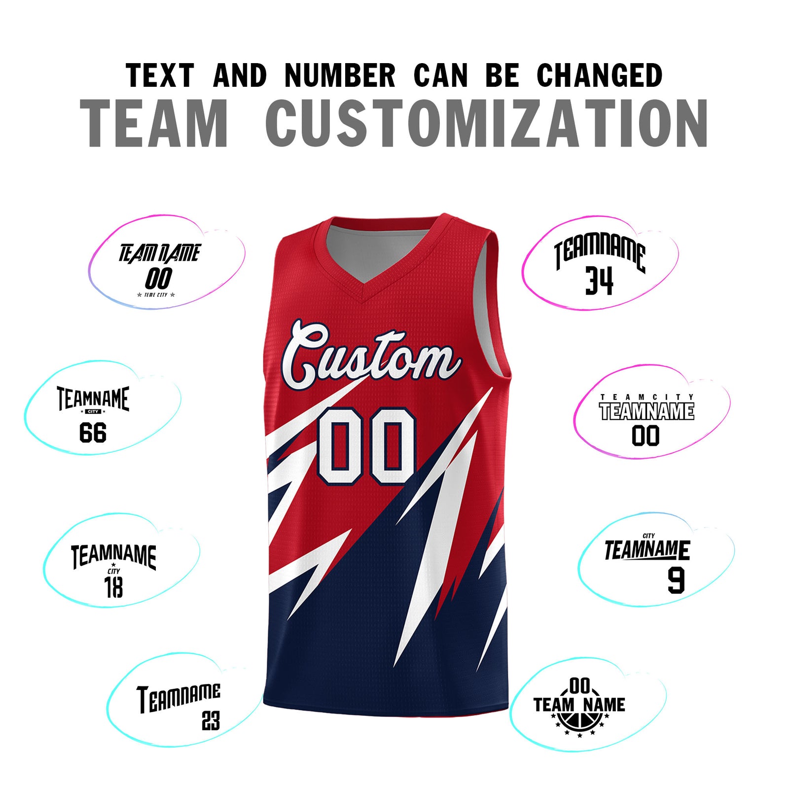 Custom Red Abstract Mountain Pattern Sports Uniform Basketball Jersey