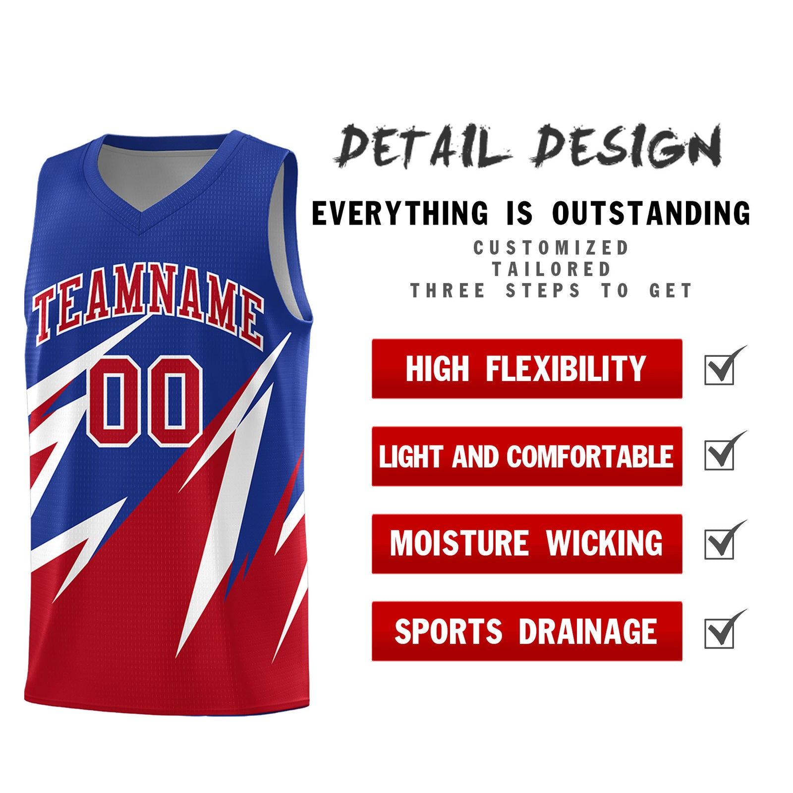 Custom Royal Abstract Mountain Pattern Sports Uniform Basketball Jersey
