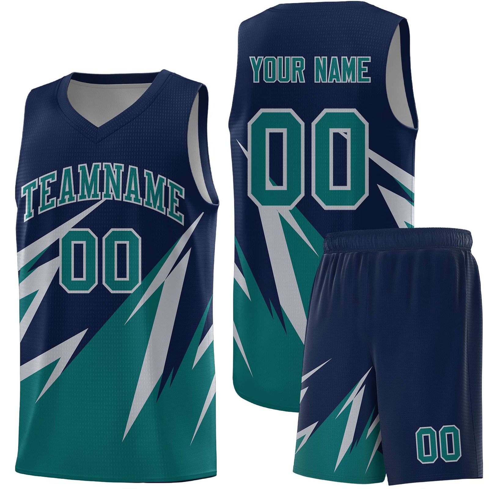 Custom Navy Abstract Mountain Pattern Sports Uniform Basketball Jersey