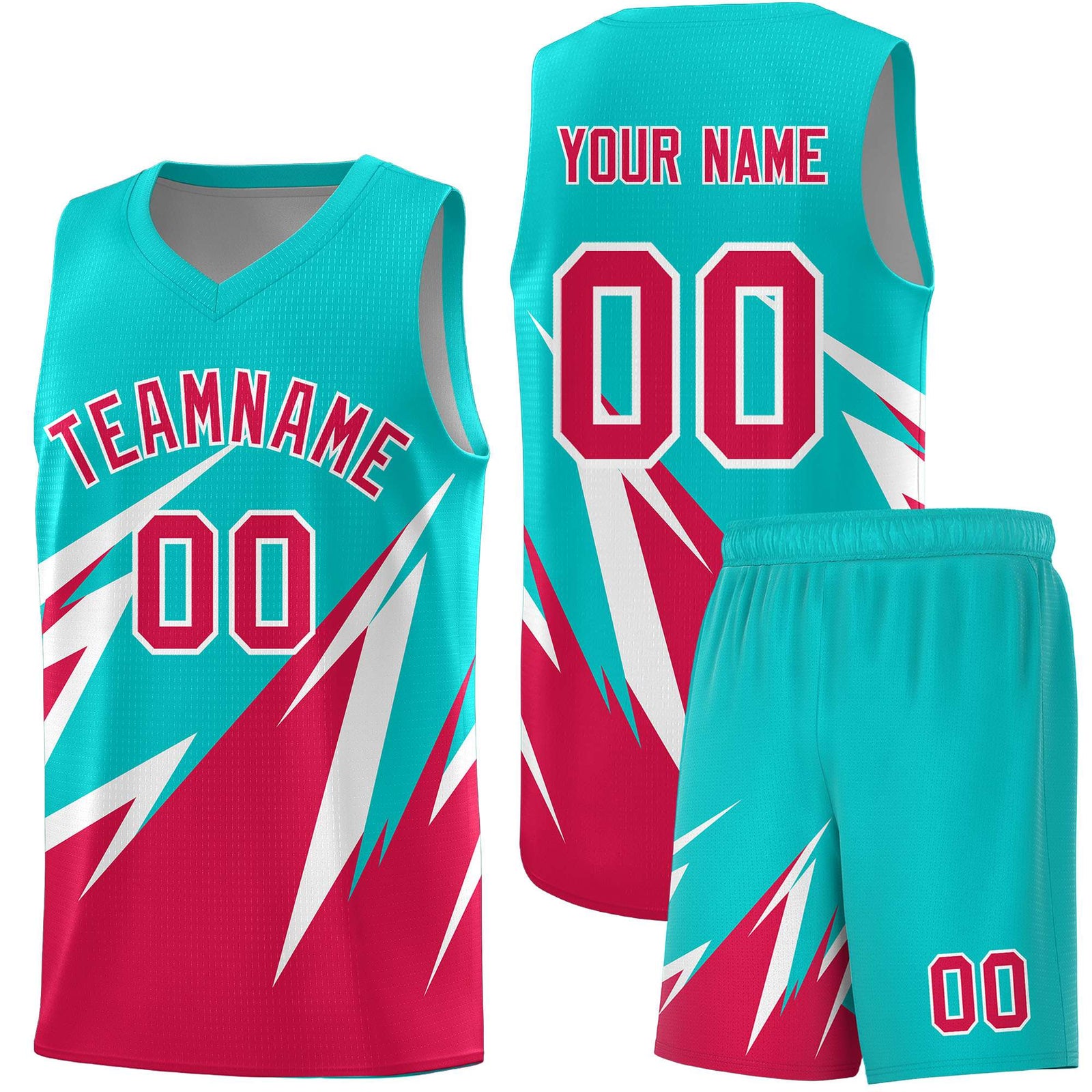Custom Aqua Abstract Mountain Pattern Sports Uniform Basketball Jersey
