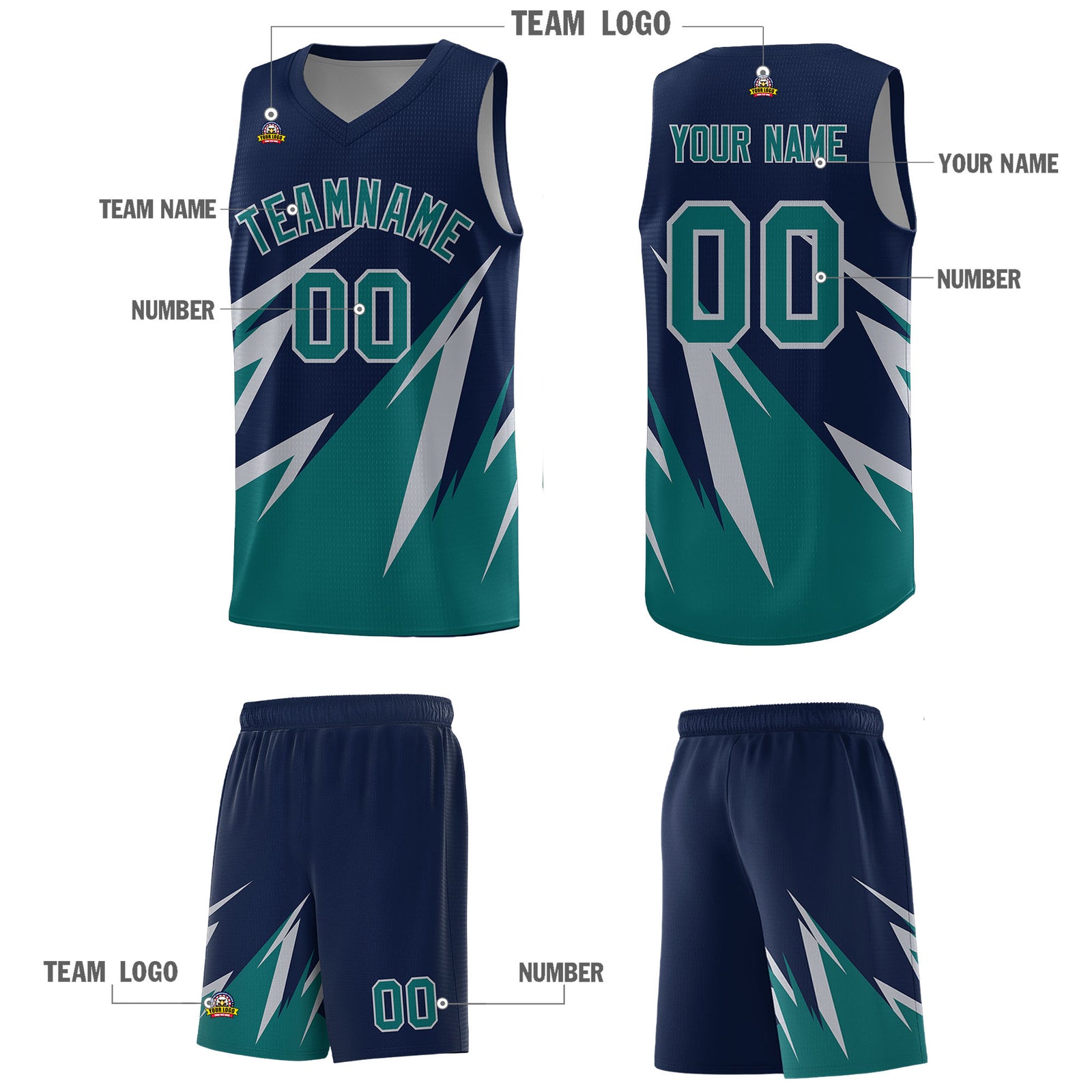 Custom Navy Abstract Mountain Pattern Sports Uniform Basketball Jersey