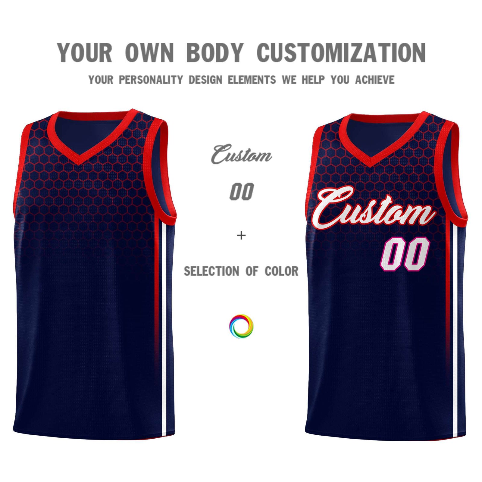 Custom Navy Personalized Honeycomb Pattern Sports Uniform Basketball Jersey