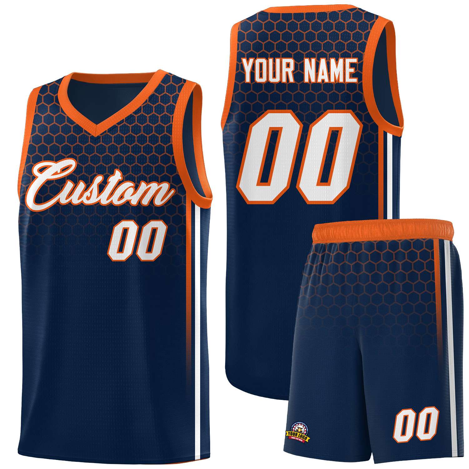 Custom Navy Personalized Honeycomb Pattern Sports Uniform Basketball Jersey