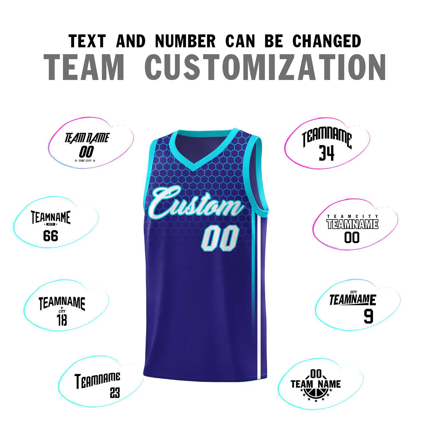 Custom Royal Personalized Honeycomb Pattern Sports Uniform Basketball Jersey