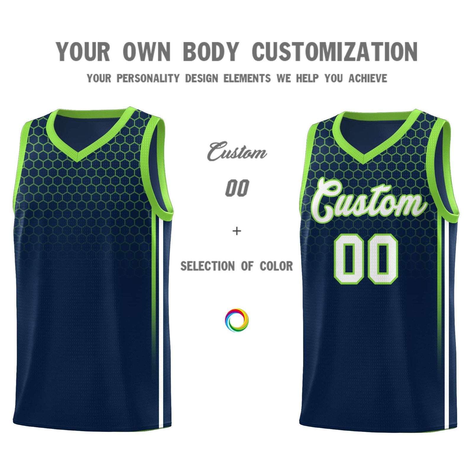 Custom Navy Personalized Honeycomb Pattern Sports Uniform Basketball Jersey