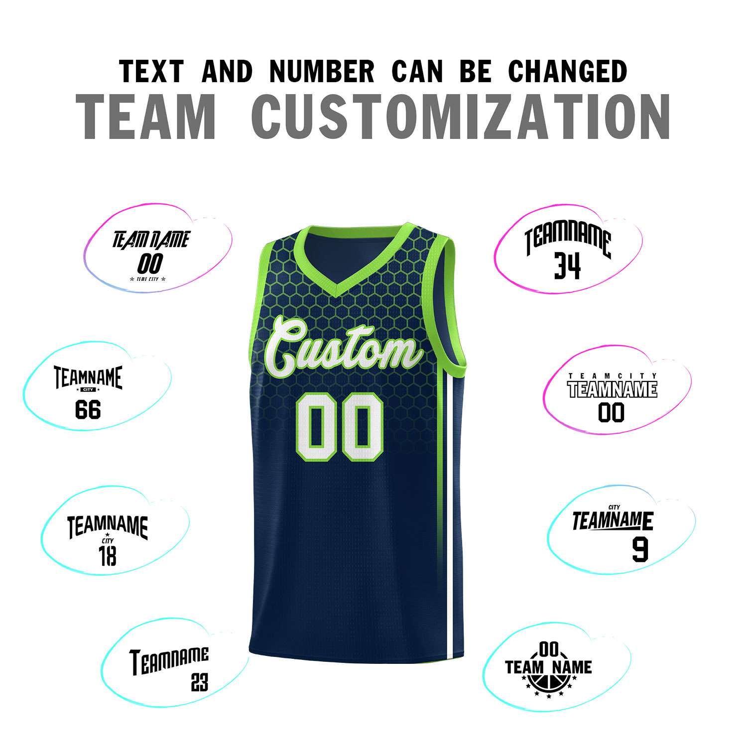 Custom Navy Personalized Honeycomb Pattern Sports Uniform Basketball Jersey