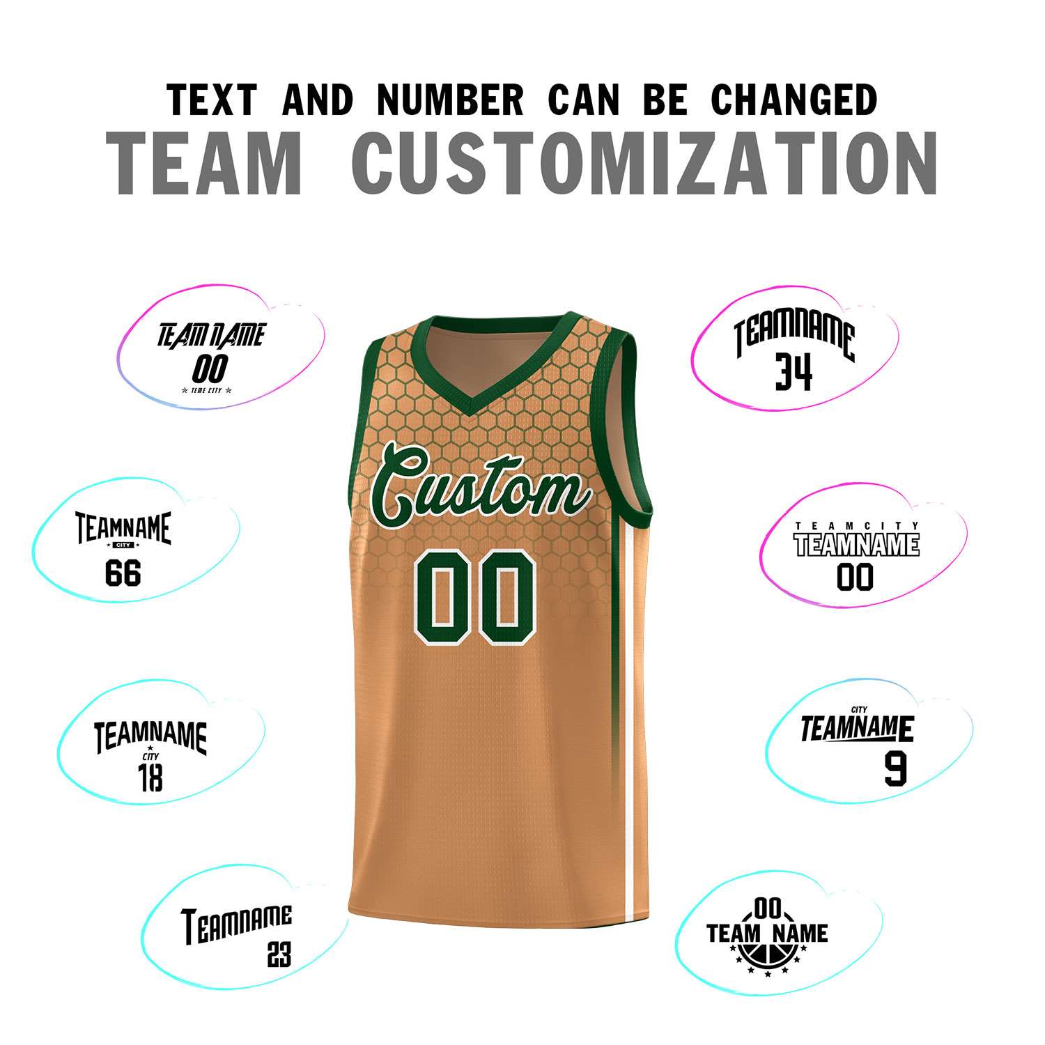 Custom Light Brown Personalized Honeycomb Pattern Sports Uniform Basketball Jersey