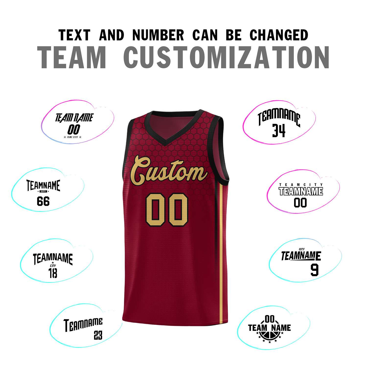 Custom Crimson Personalized Honeycomb Pattern Sports Uniform Basketball Jersey