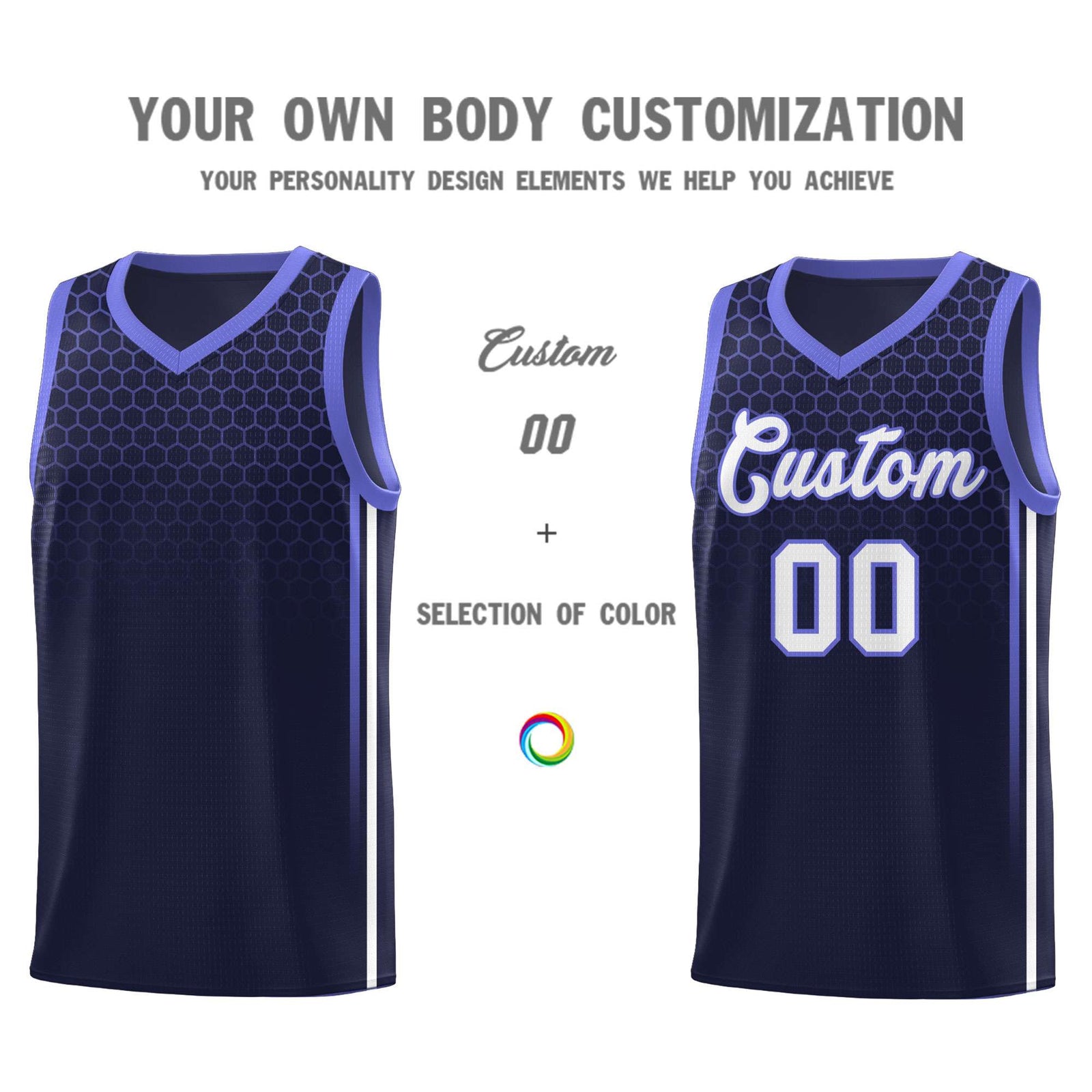 Custom Navy Personalized Honeycomb Pattern Sports Uniform Basketball Jersey