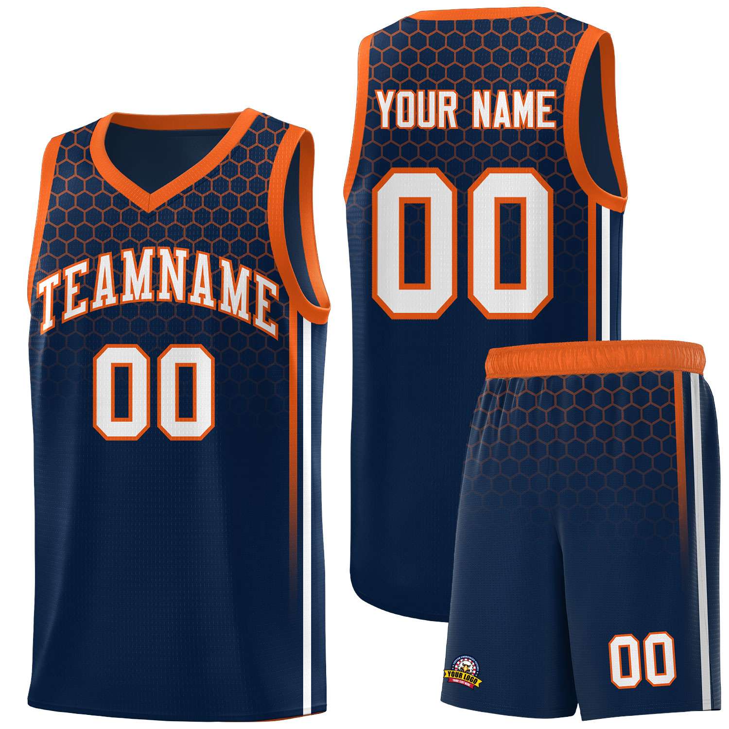 Custom Navy Personalized Honeycomb Pattern Sports Uniform Basketball Jersey