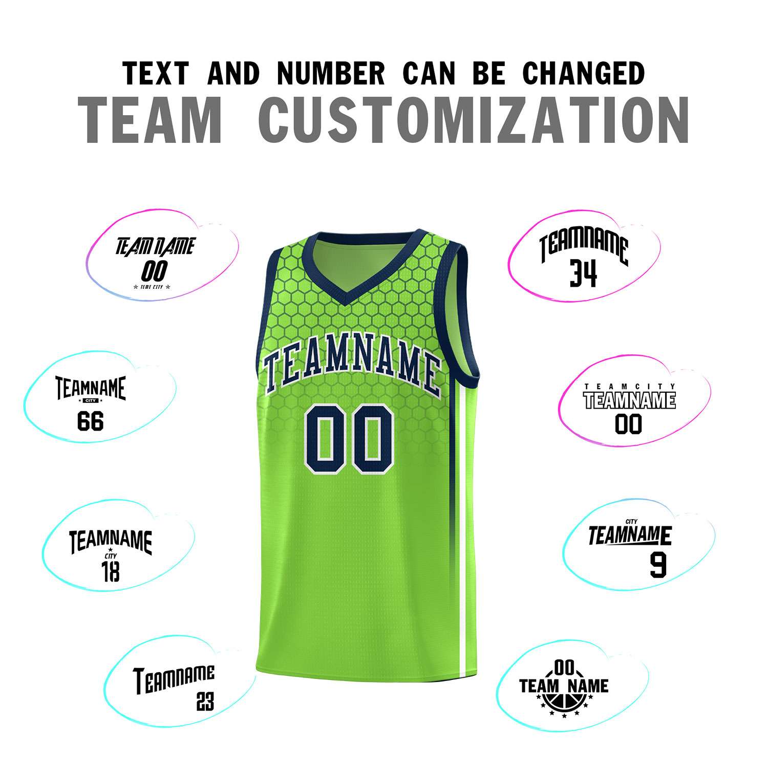 Custom Green Personalized Honeycomb Pattern Sports Uniform Basketball Jersey