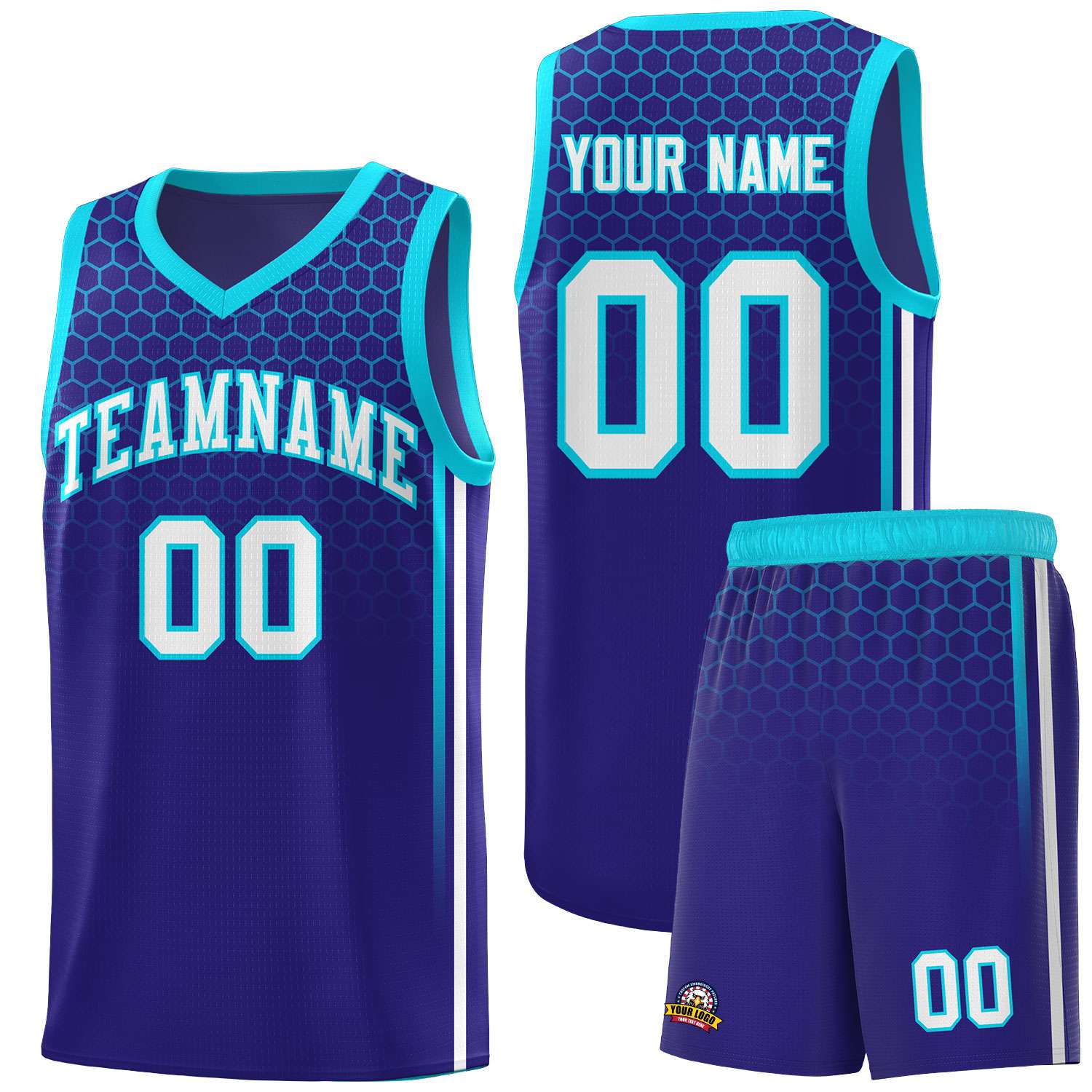 Custom Royal Personalized Honeycomb Pattern Sports Uniform Basketball Jersey