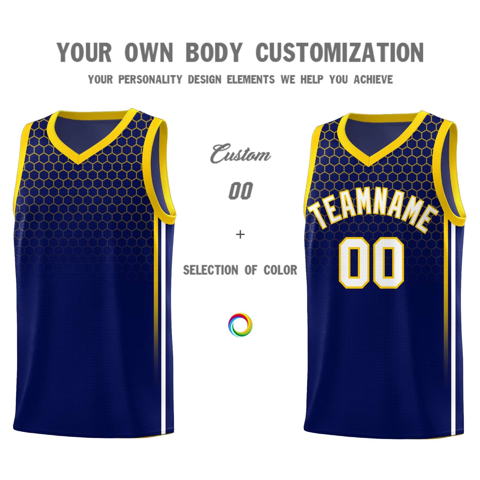 Custom Navy Personalized Honeycomb Pattern Sports Uniform Basketball Jersey