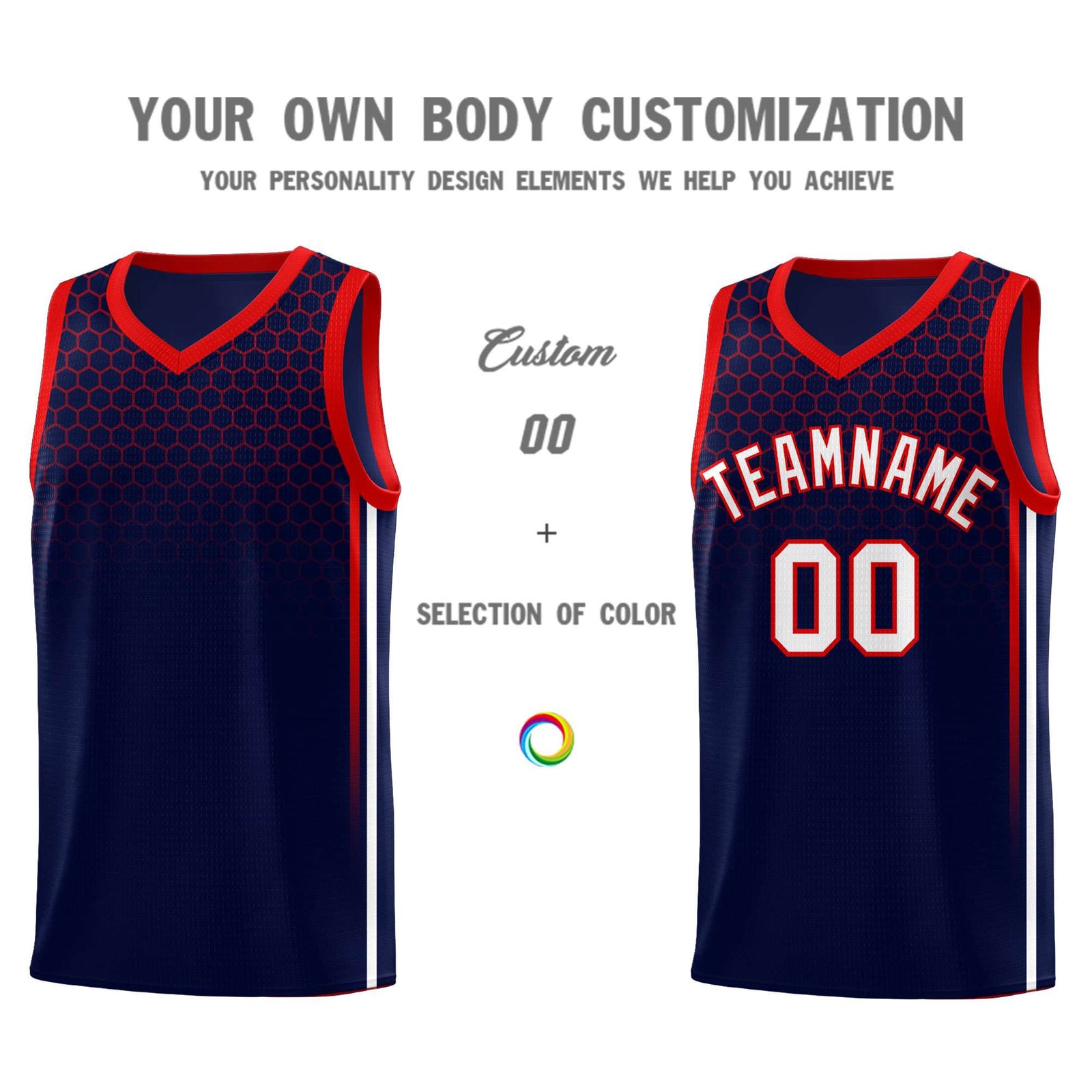 Custom Navy Personalized Honeycomb Pattern Sports Uniform Basketball Jersey