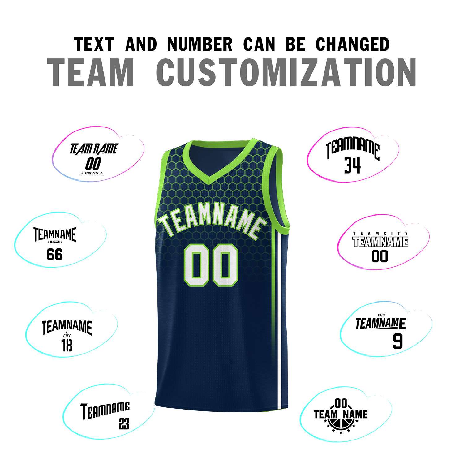 Custom Navy Personalized Honeycomb Pattern Sports Uniform Basketball Jersey
