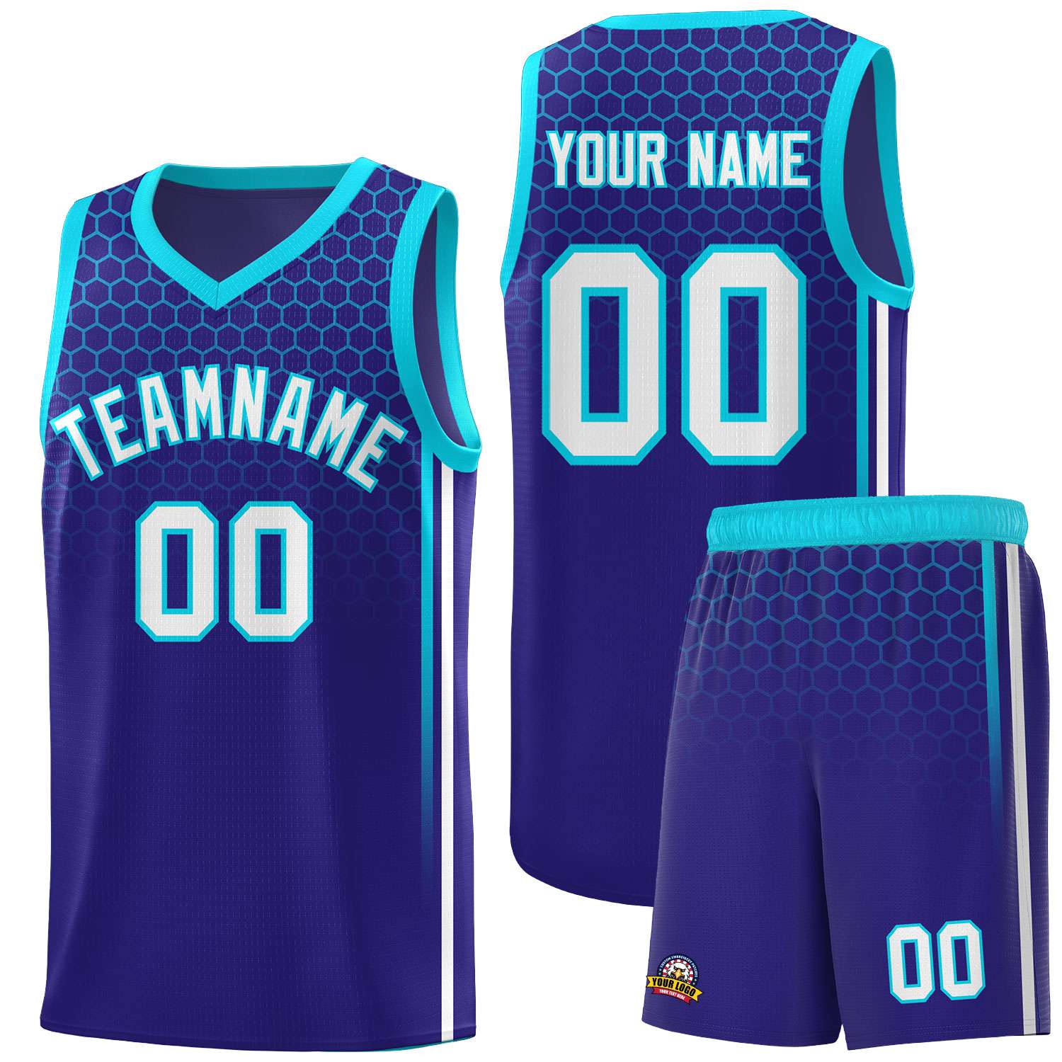 Custom Royal Personalized Honeycomb Pattern Sports Uniform Basketball Jersey