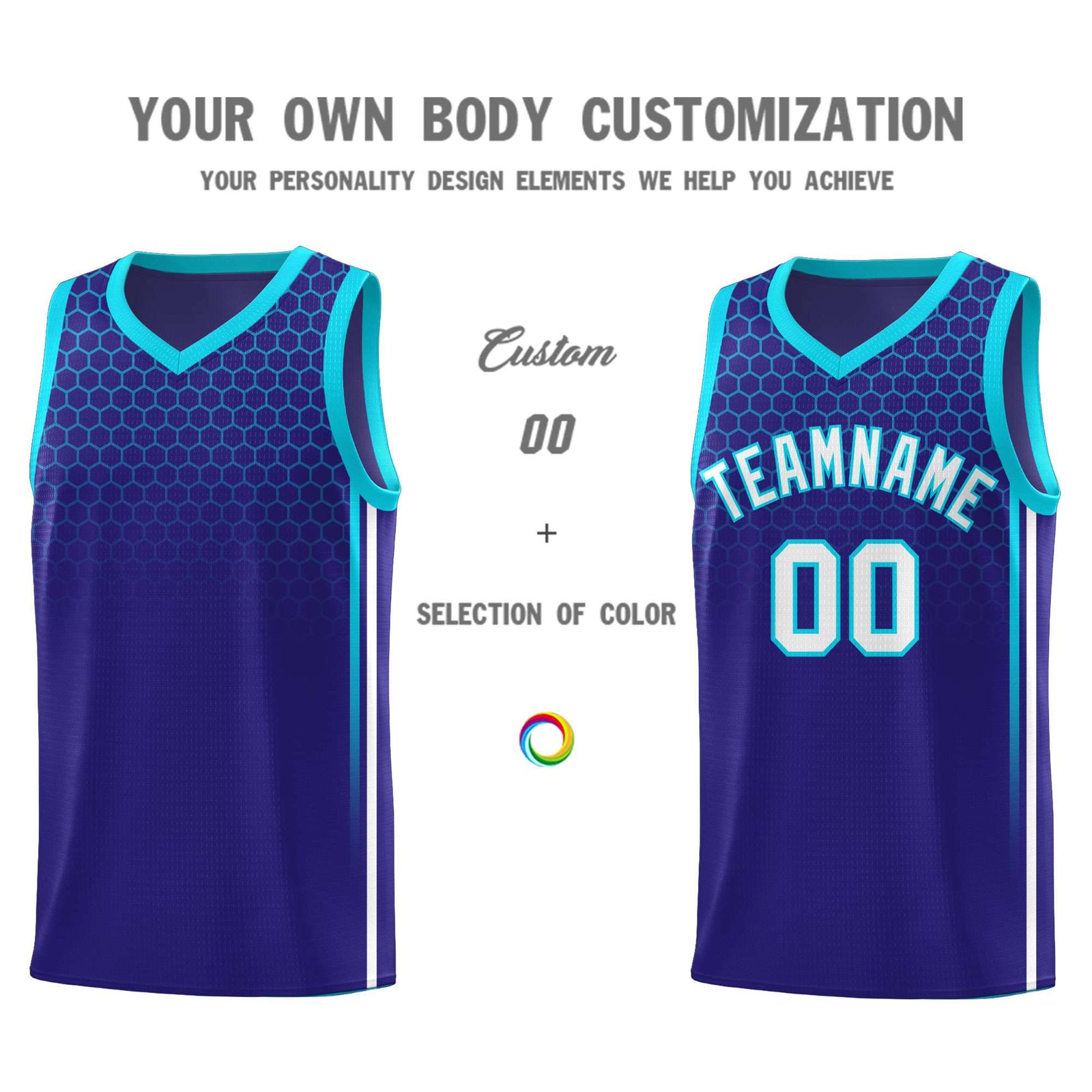 Custom Royal Personalized Honeycomb Pattern Sports Uniform Basketball Jersey