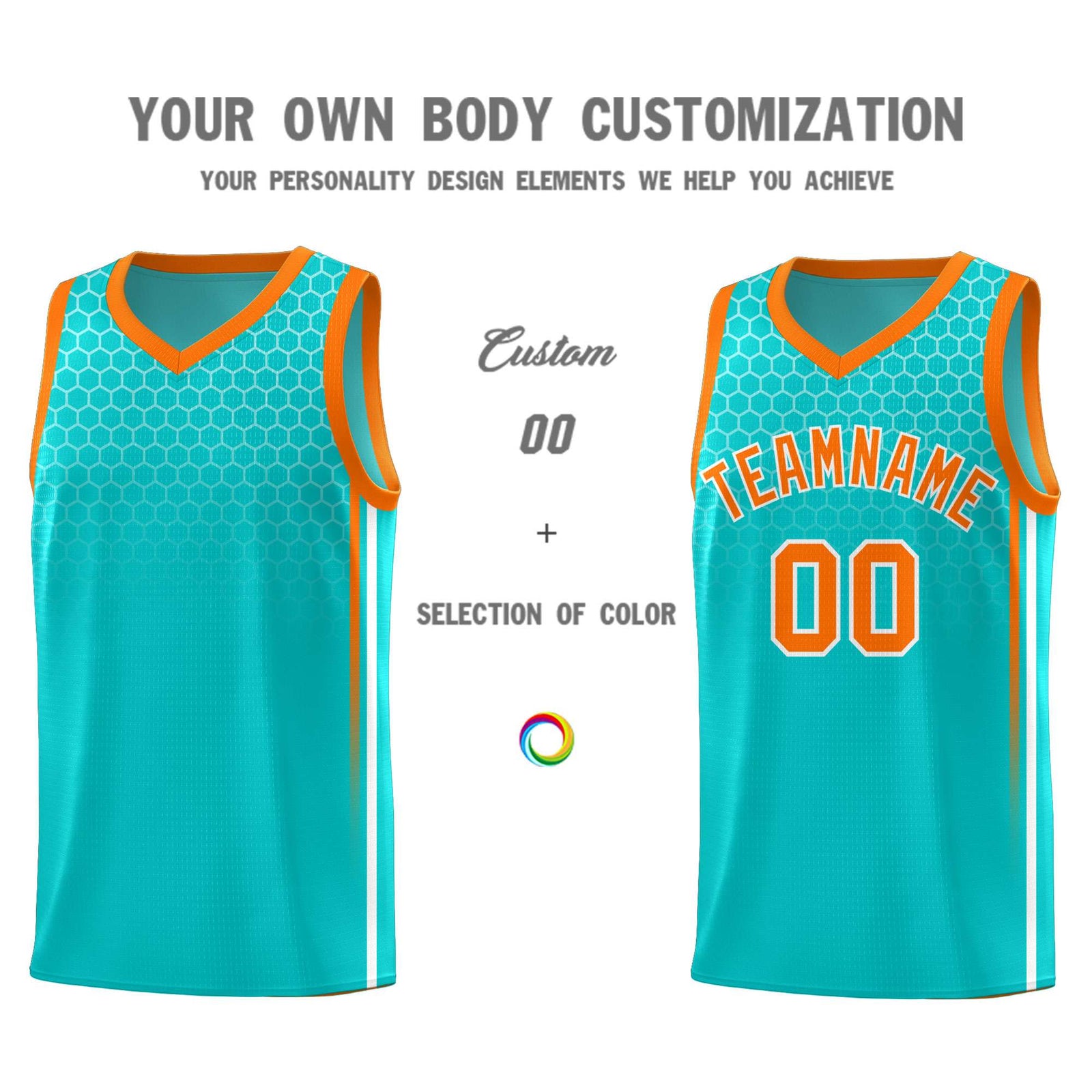 Custom Sky Blue Personalized Honeycomb Pattern Sports Uniform Basketball Jersey
