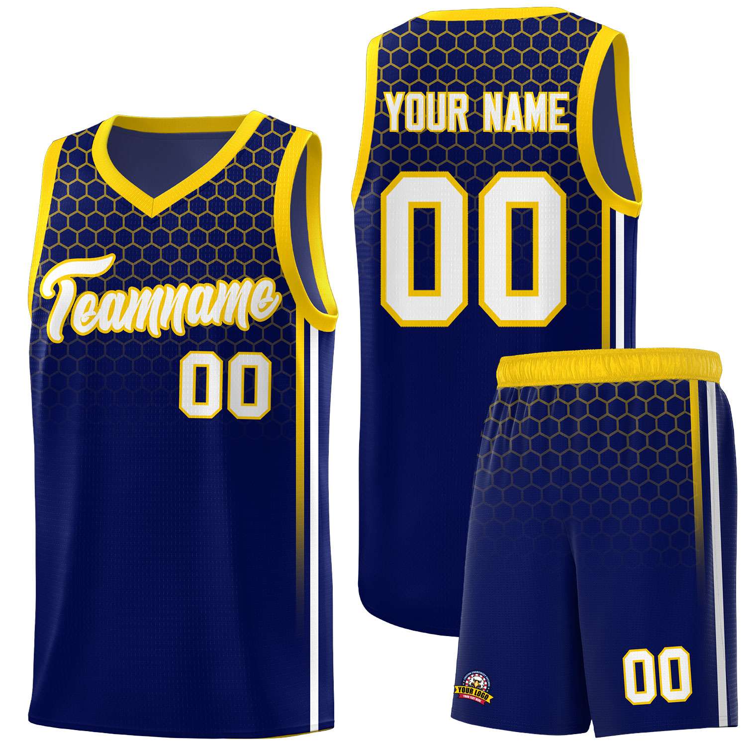 Custom Navy Personalized Honeycomb Pattern Sports Uniform Basketball Jersey