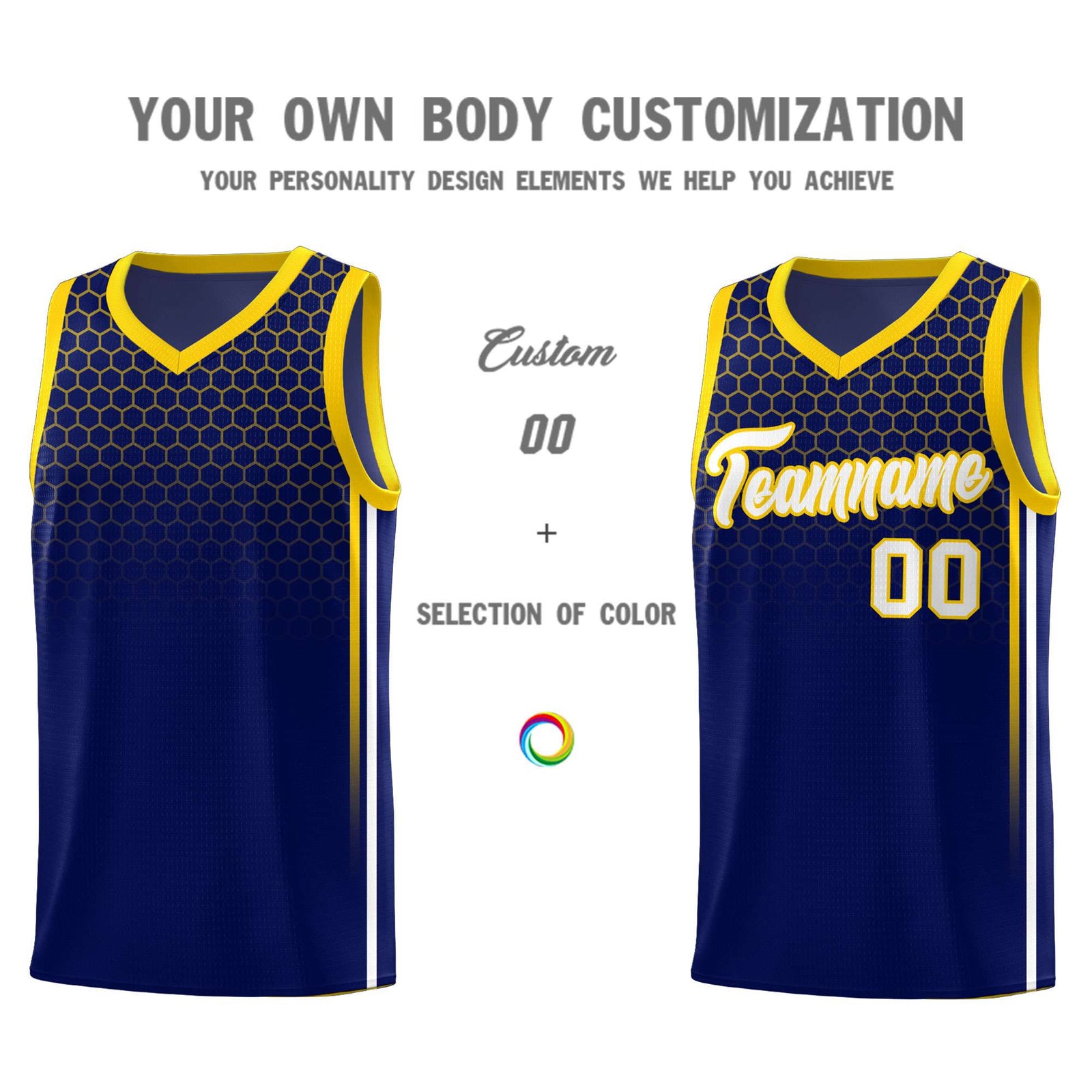 Custom Navy Personalized Honeycomb Pattern Sports Uniform Basketball Jersey