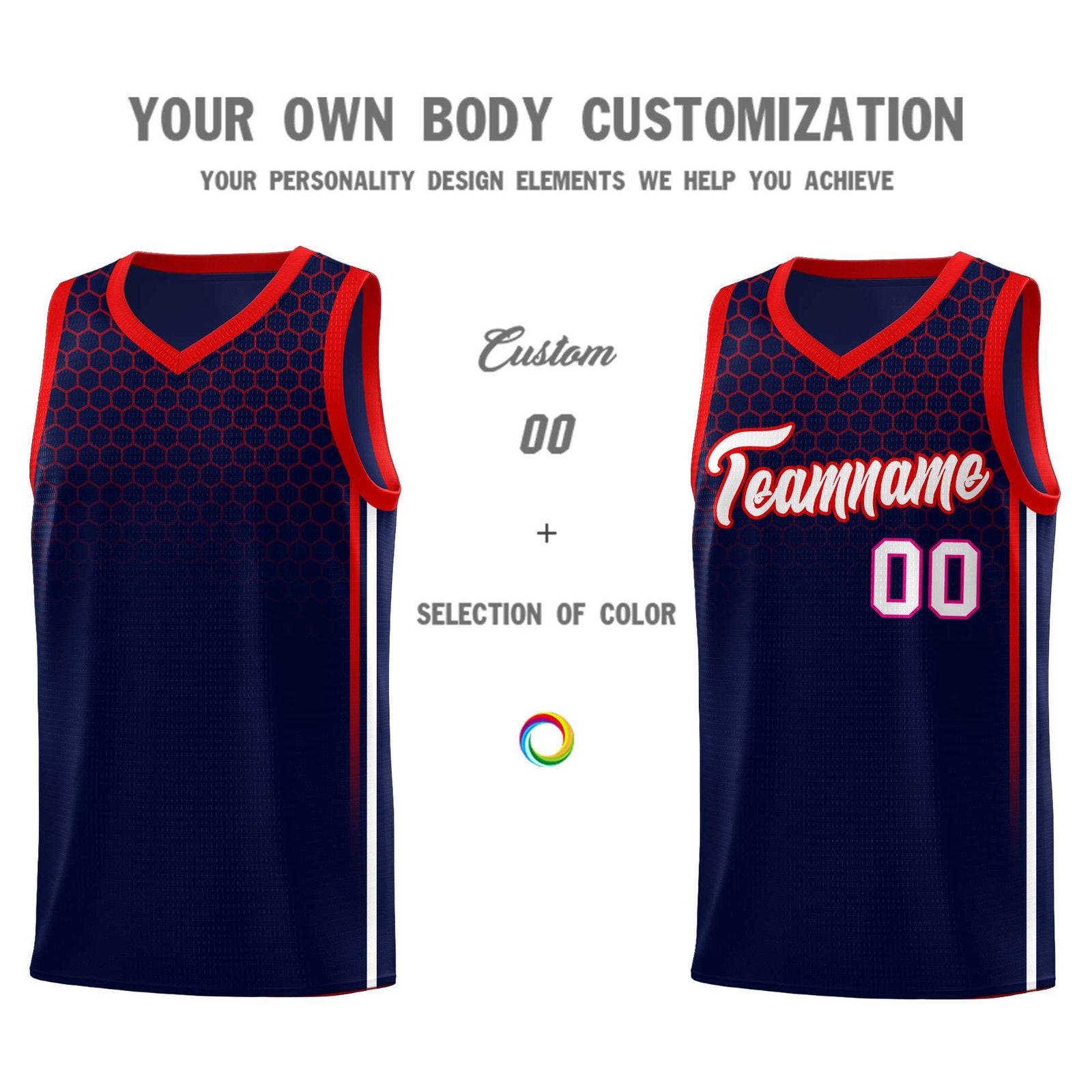Custom Navy Personalized Honeycomb Pattern Sports Uniform Basketball Jersey