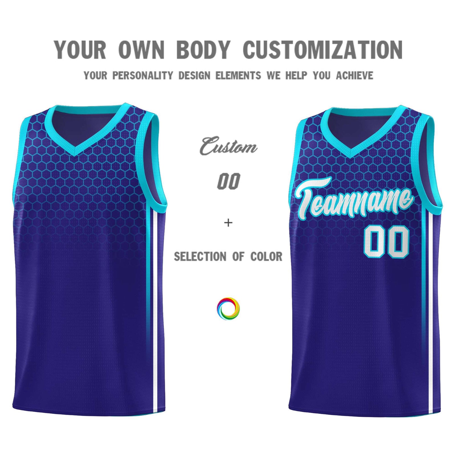 Custom Royal Personalized Honeycomb Pattern Sports Uniform Basketball Jersey