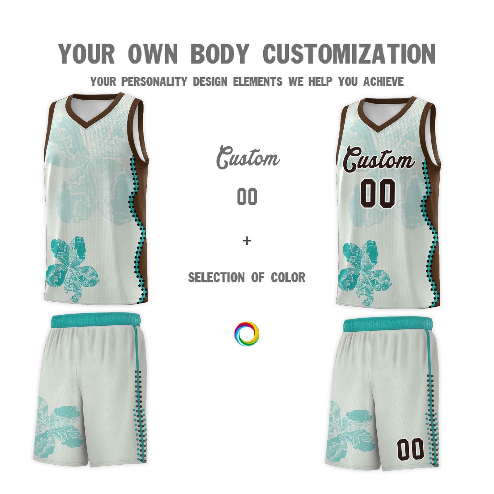 Custom Gray Brown Basketball Jersey - Illusion Flower Graffiti Quick dry Fabric