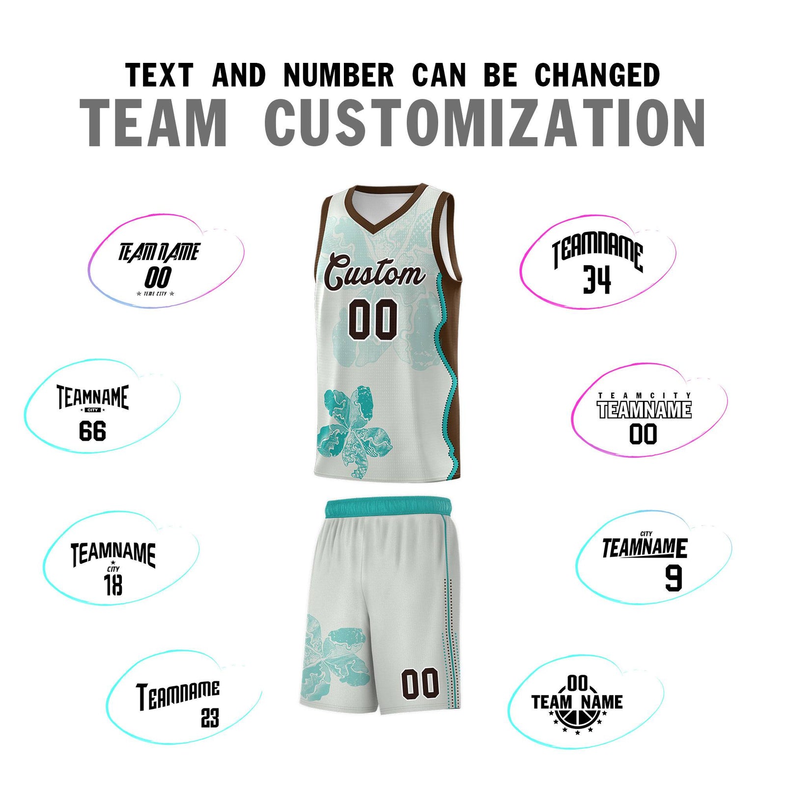 Custom Gray Brown Basketball Jersey - Illusion Flower Graffiti Quick dry Fabric