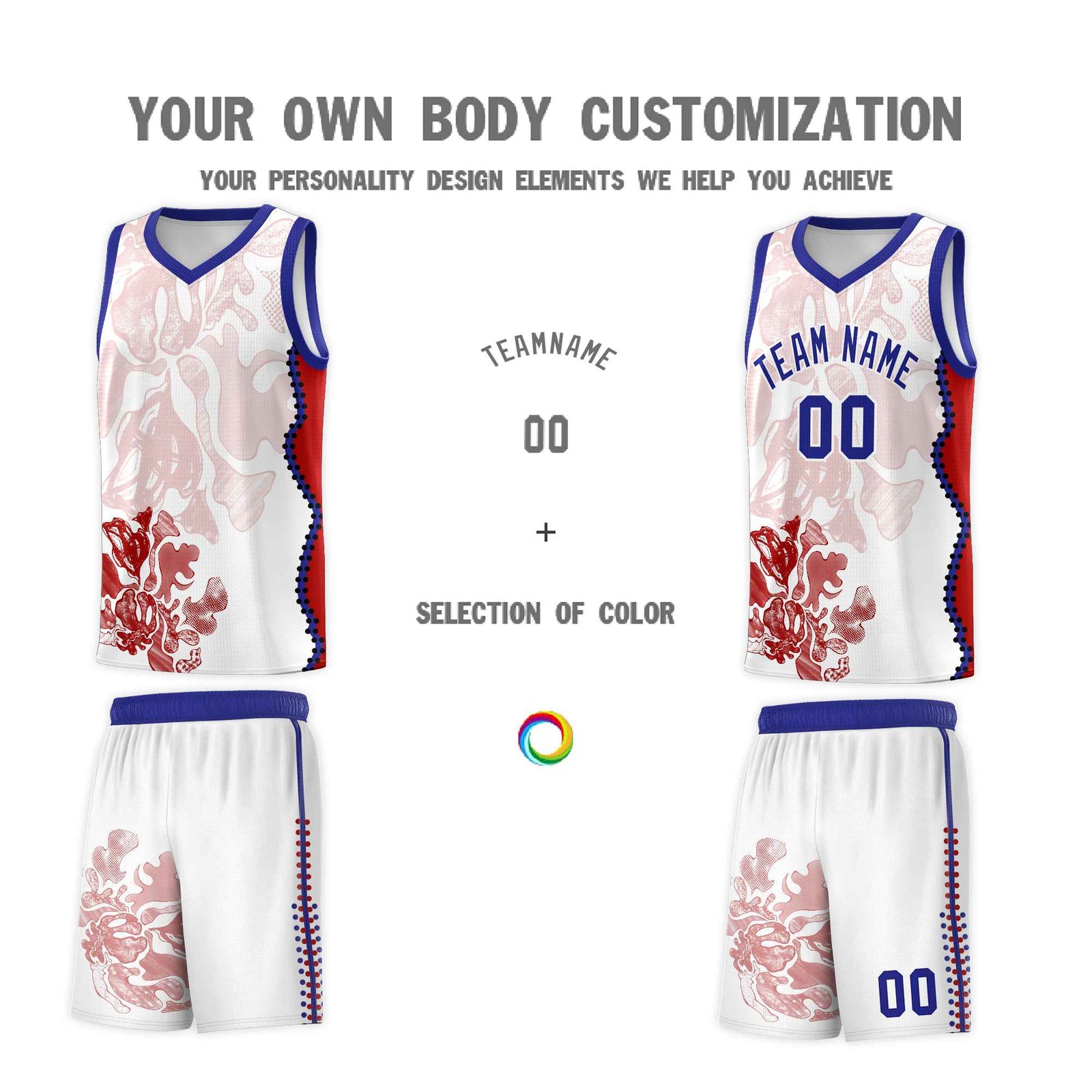 Custom White Royal Basketball Jersey - Illusion Flower Graffiti Unique Fabric