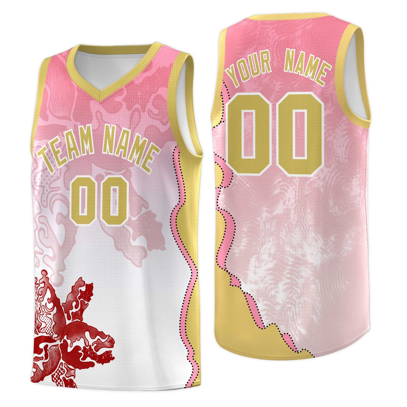 Custom White Light Pink Basketball Jersey - Illusion Flower Gradient Lightweight Fabric