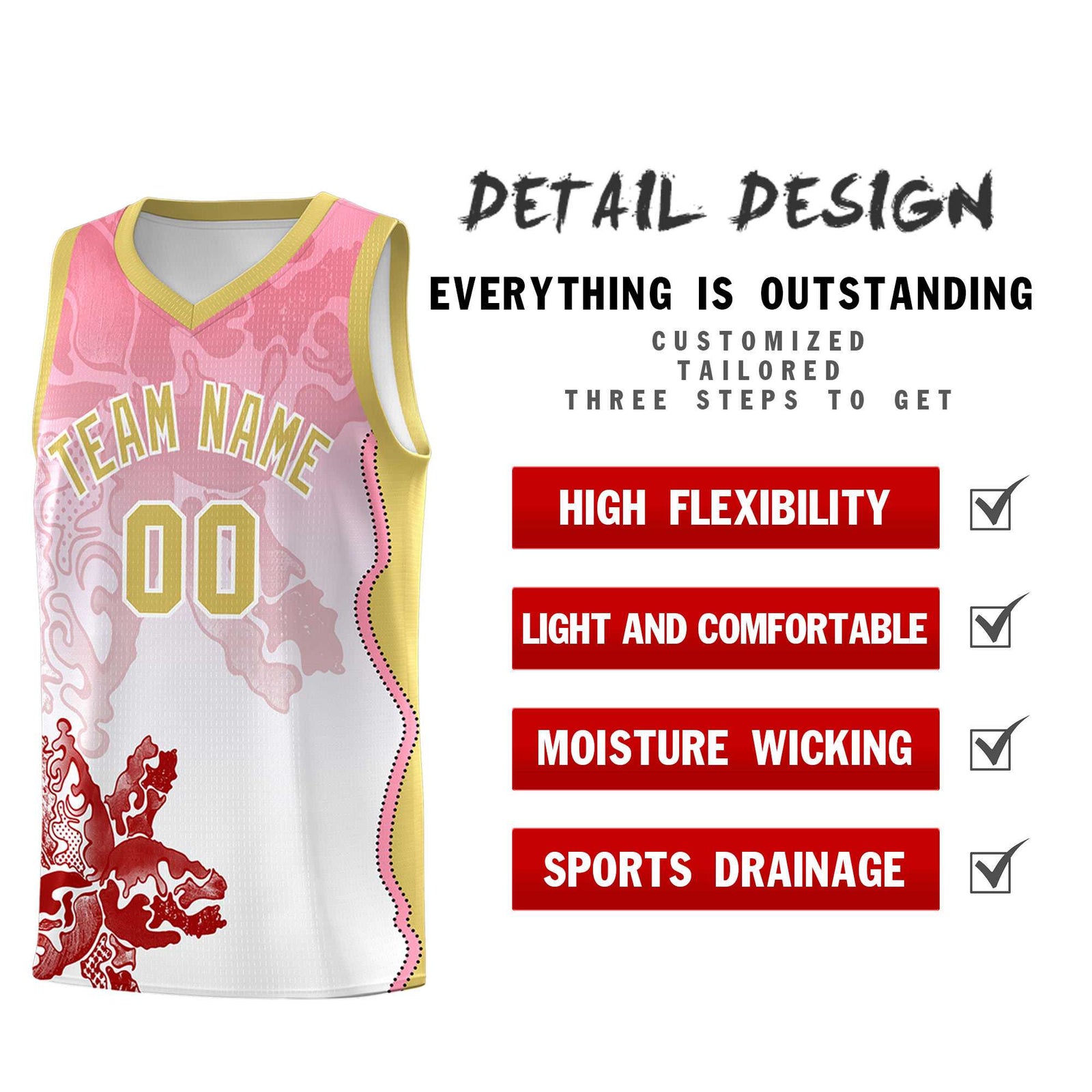 Custom White Light Pink Basketball Jersey - Illusion Flower Gradient Lightweight Fabric