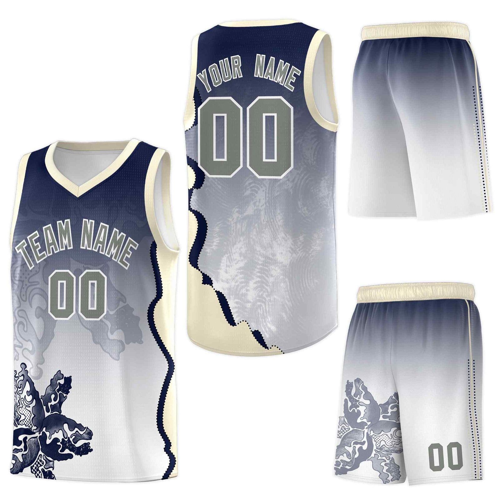 Custom Gray Green Basketball Jersey - Illusion Flower Gradient Lightweight