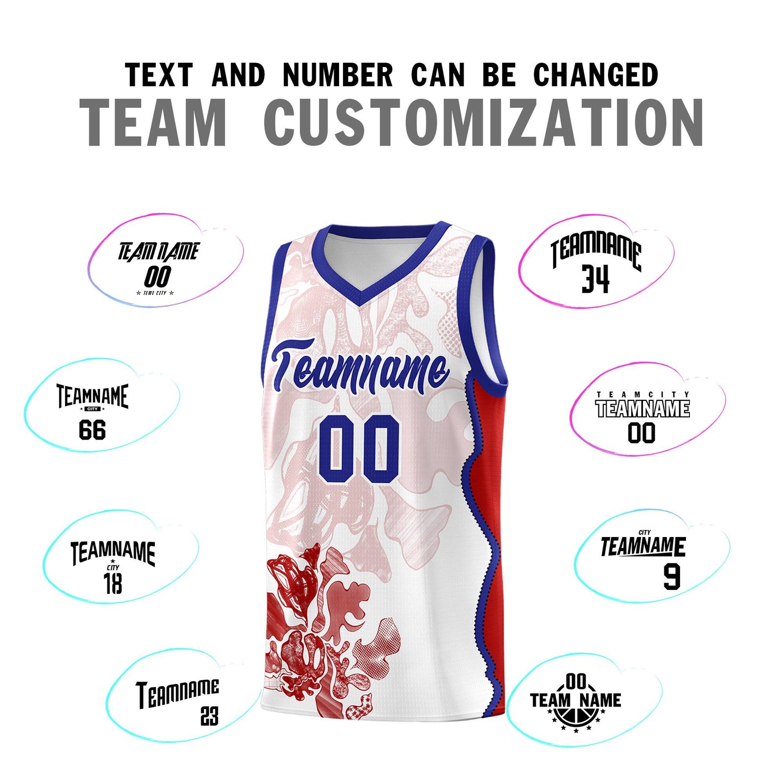 Custom White Royal Basketball Jersey - Illusion Flower Graffiti Unique Fabric