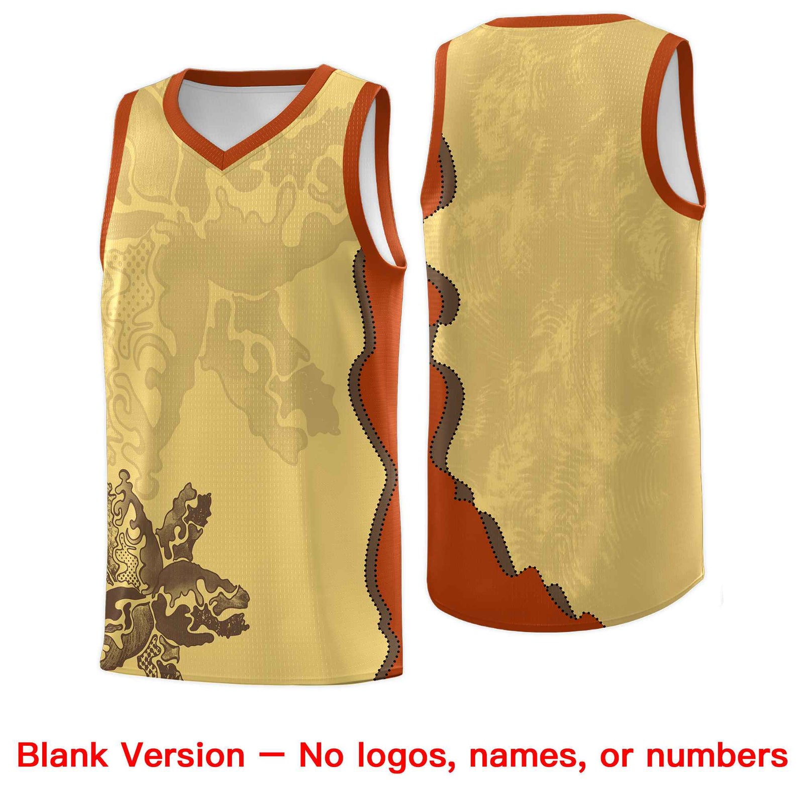 Custom Khaki Dark Orange Basketball Jersey - Illusion Flower Graffiti Unique Fabric