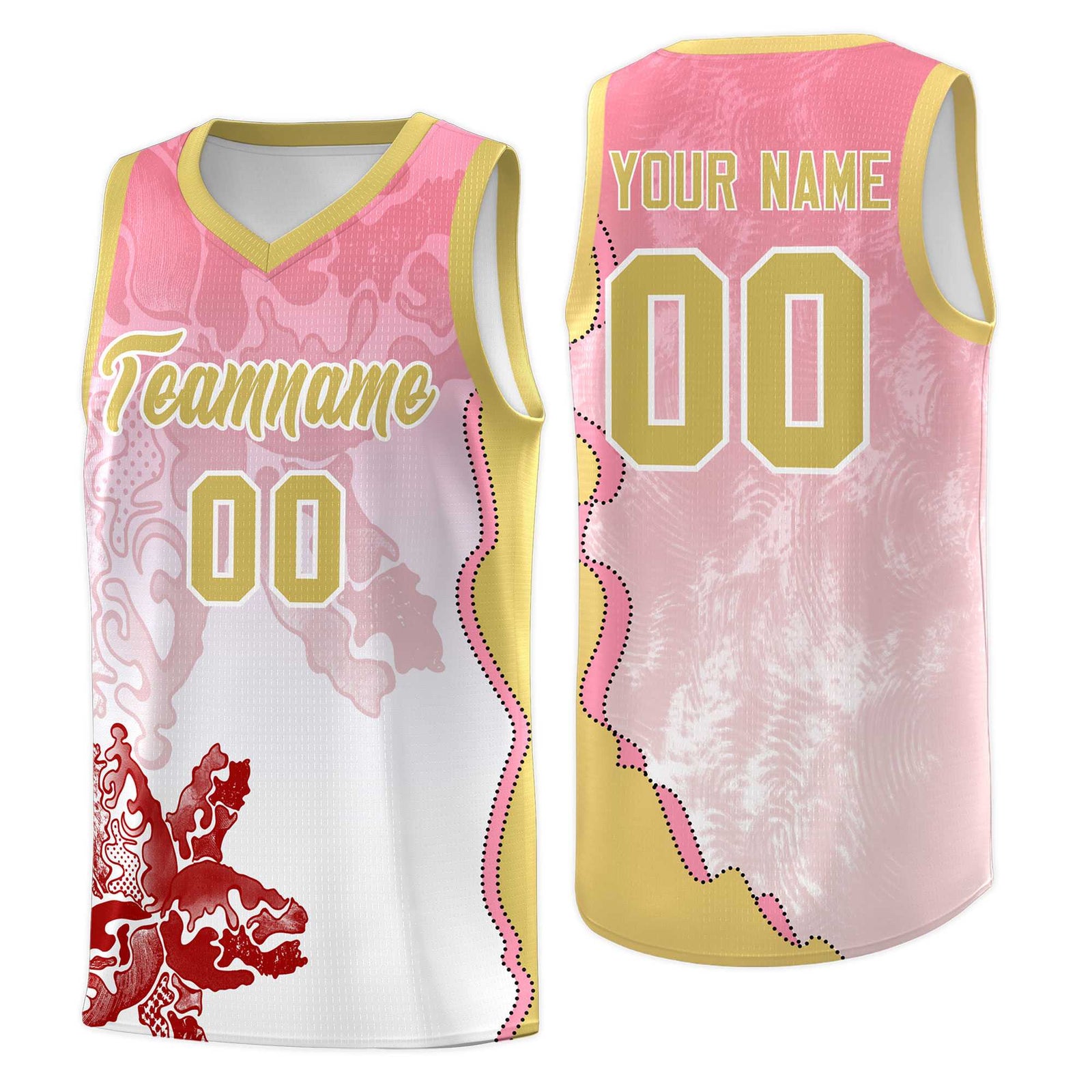 Custom White Light Pink Basketball Jersey - Illusion Flower Gradient Lightweight Fabric