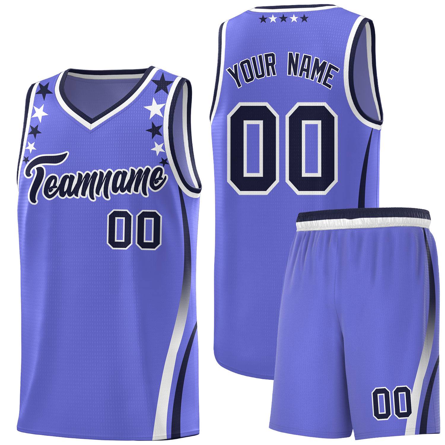 Custom Purple Shoulders Star Pattern Side Color Block Sports Uniform Basketball Jersey