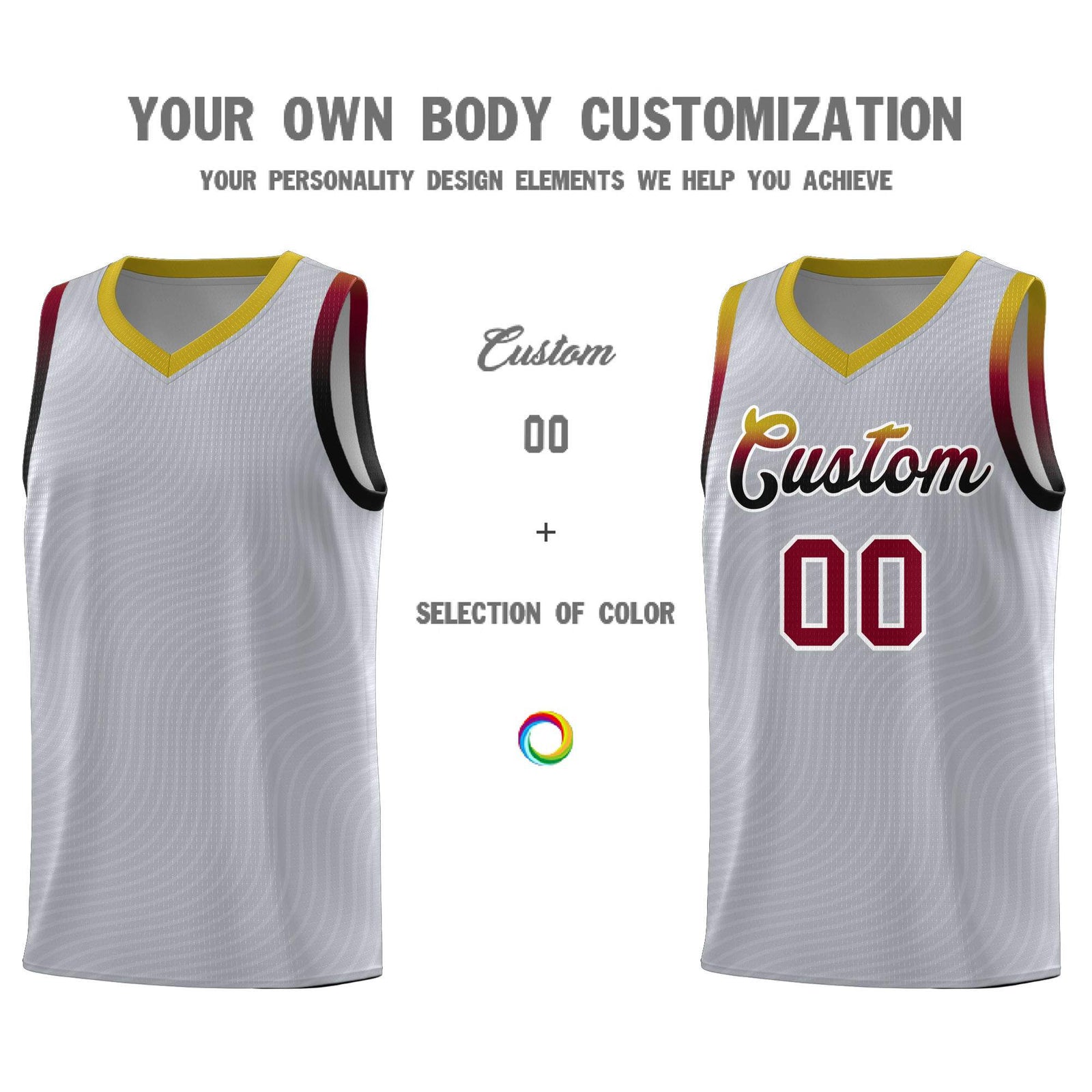 Custom Gray Old Gold Wave Pattern Sports Uniform Basketball Jersey