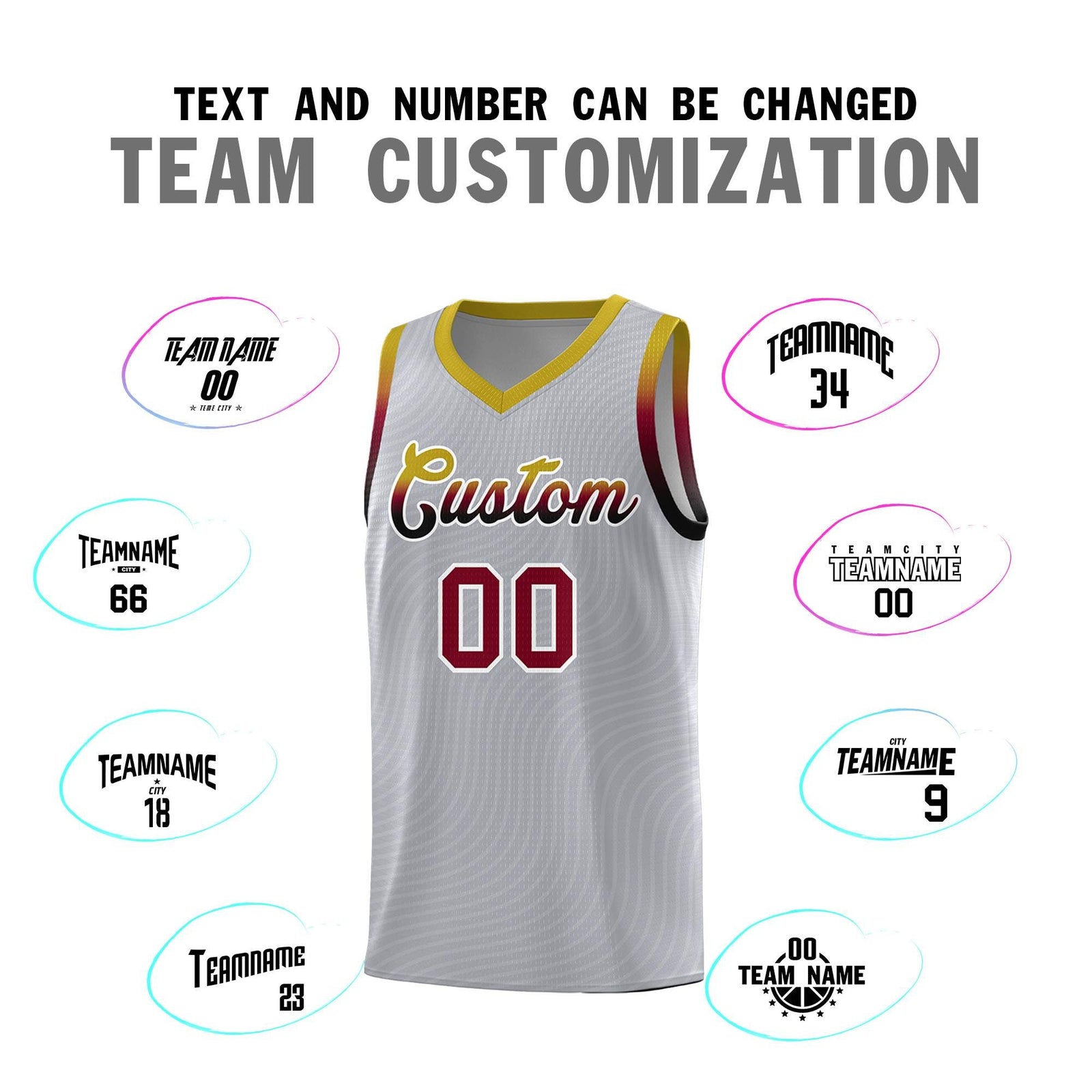Custom Gray Old Gold Wave Pattern Sports Uniform Basketball Jersey