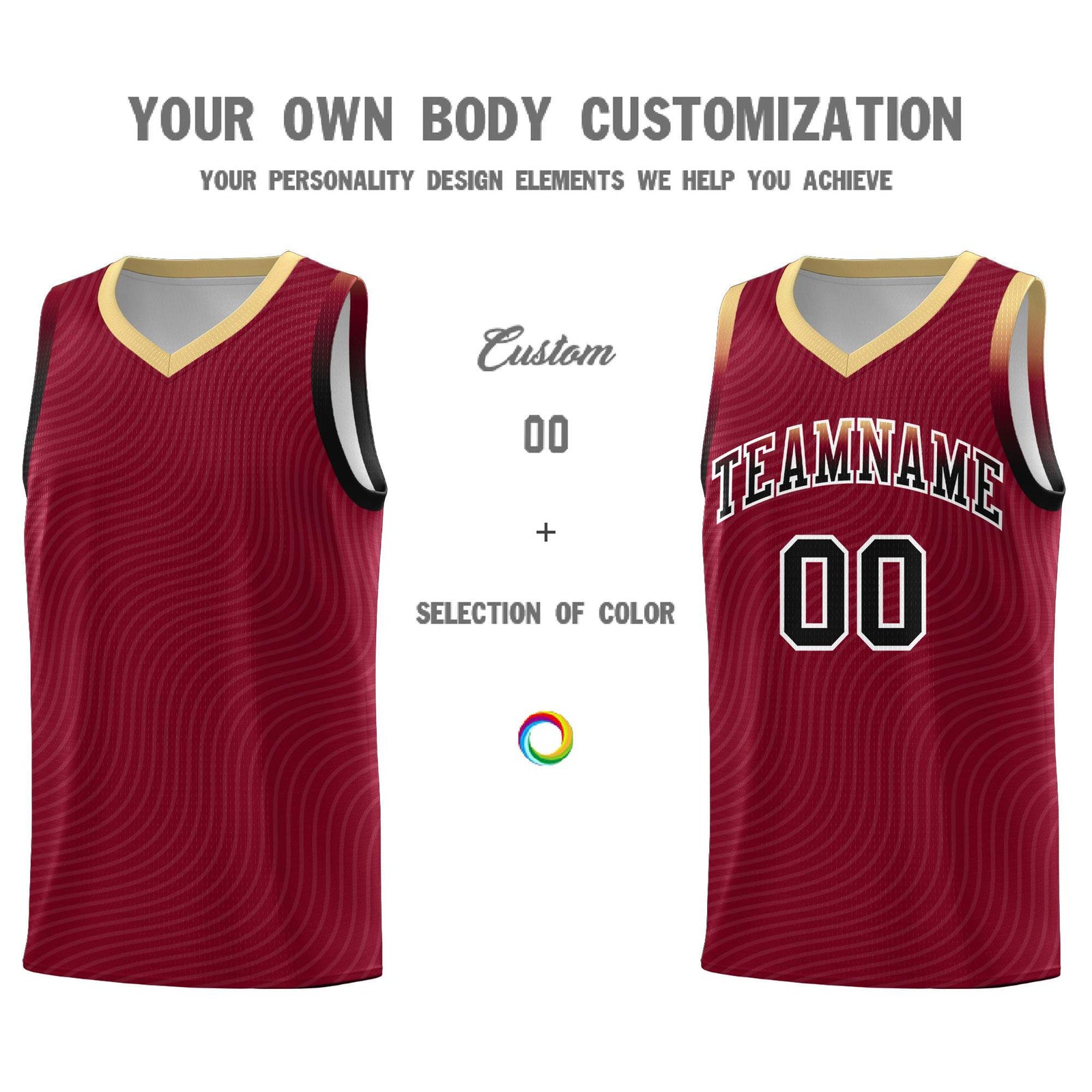 Custom Crimson Khaki Wave Pattern Sports Uniform Basketball Jersey